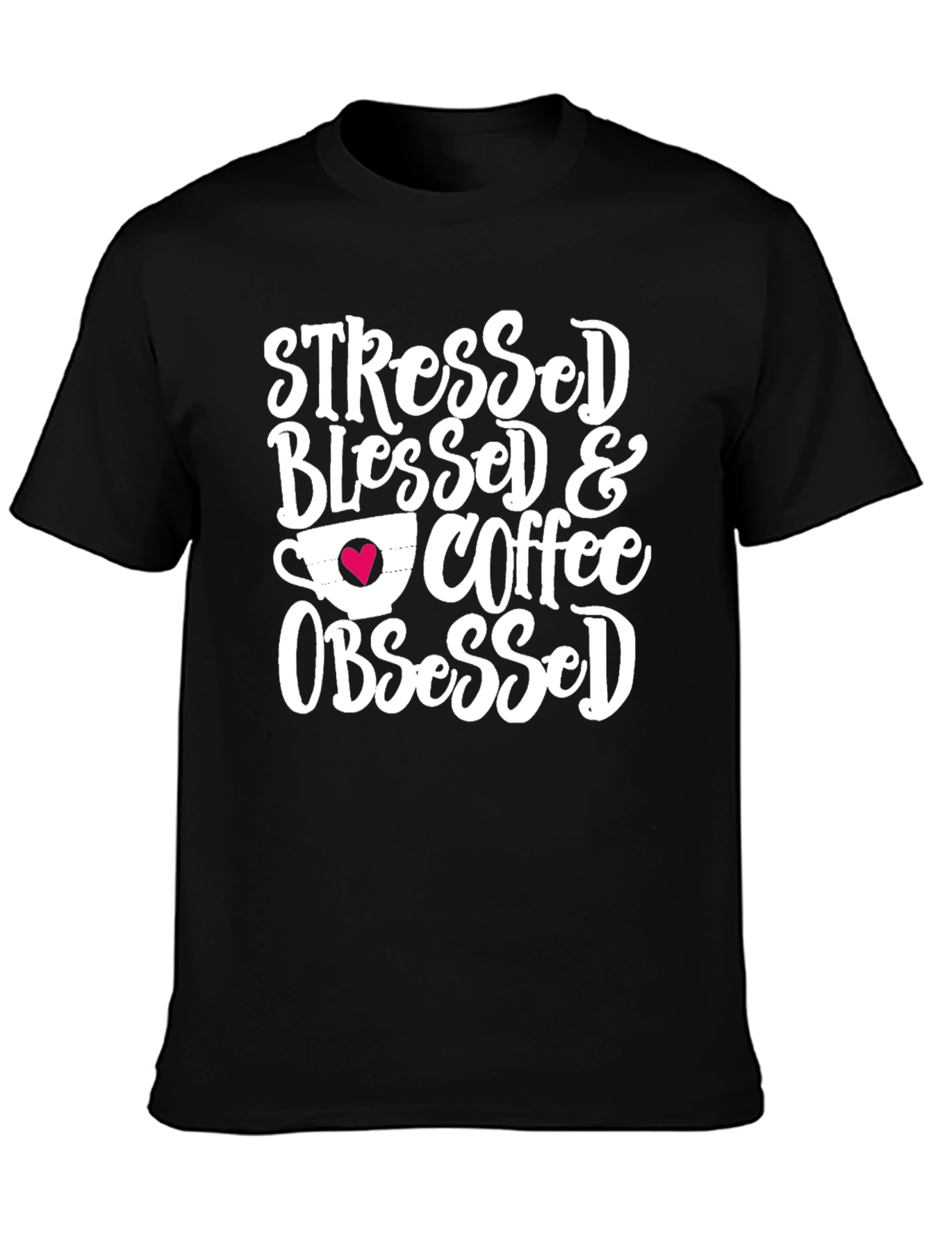 Black Stressed Blessed & Coffee Obsessed Graphic Tee view 3