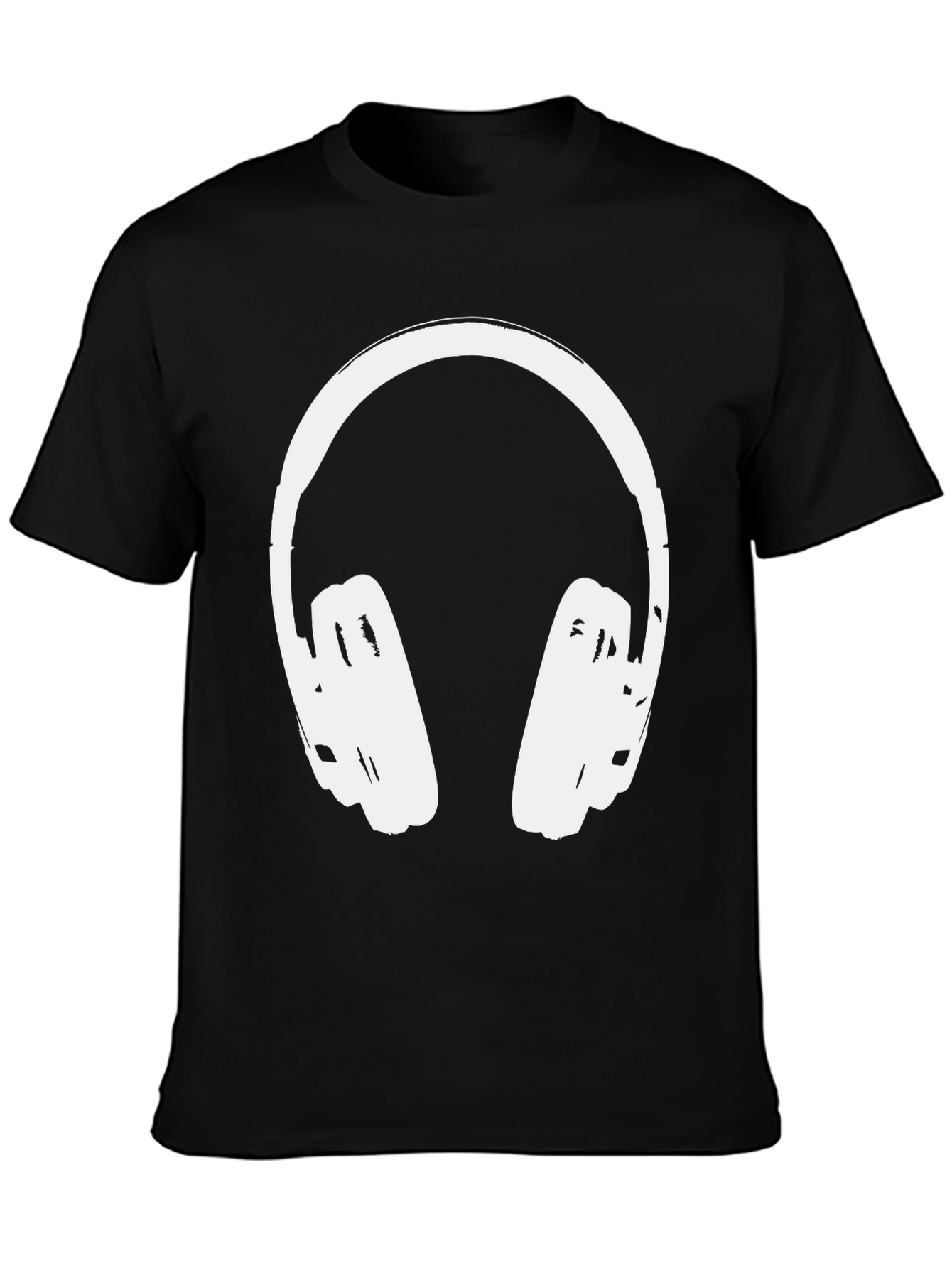 Black Cool Headphones Graphic Tee - Black Casual Shirt view 3