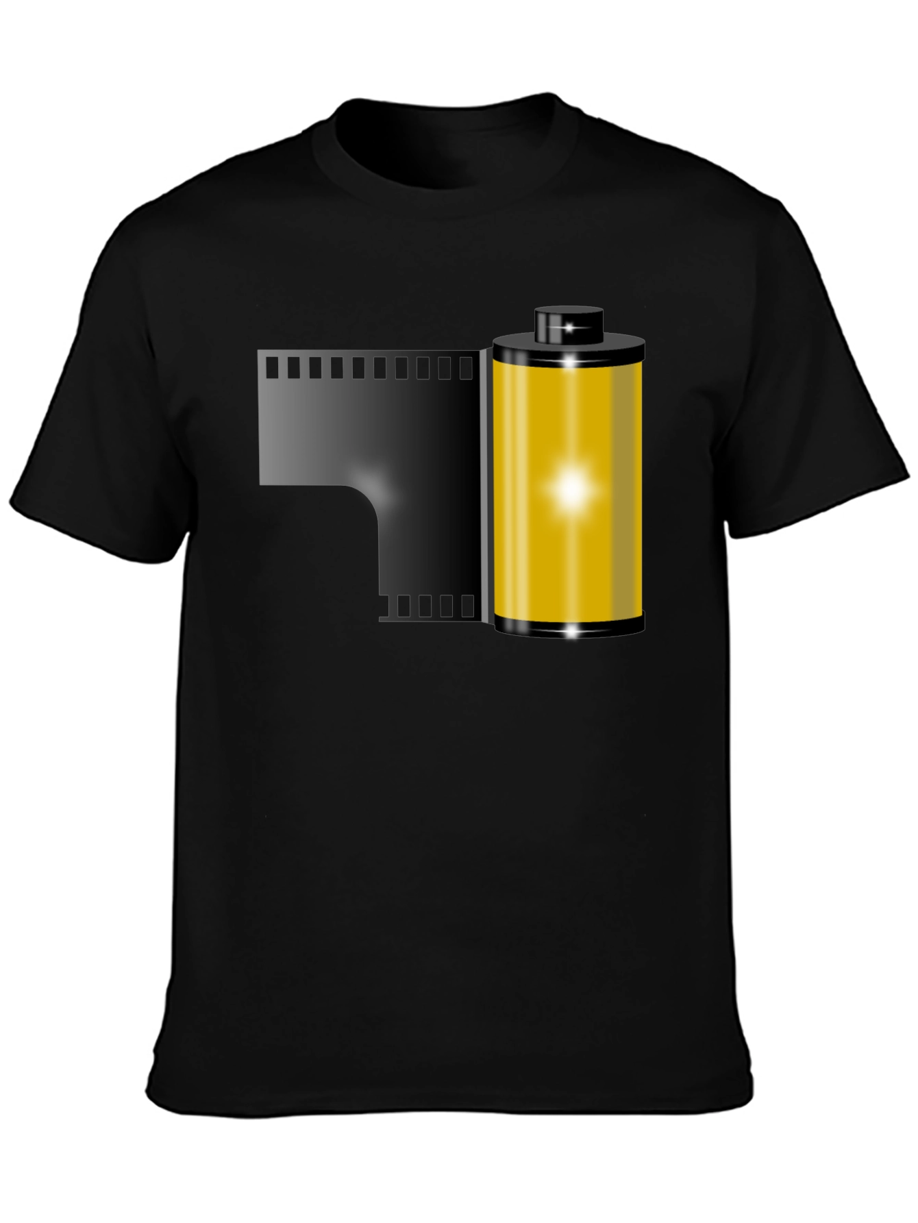 Black Film Roll Graphic Tee - Retro Photography Shirt view 3