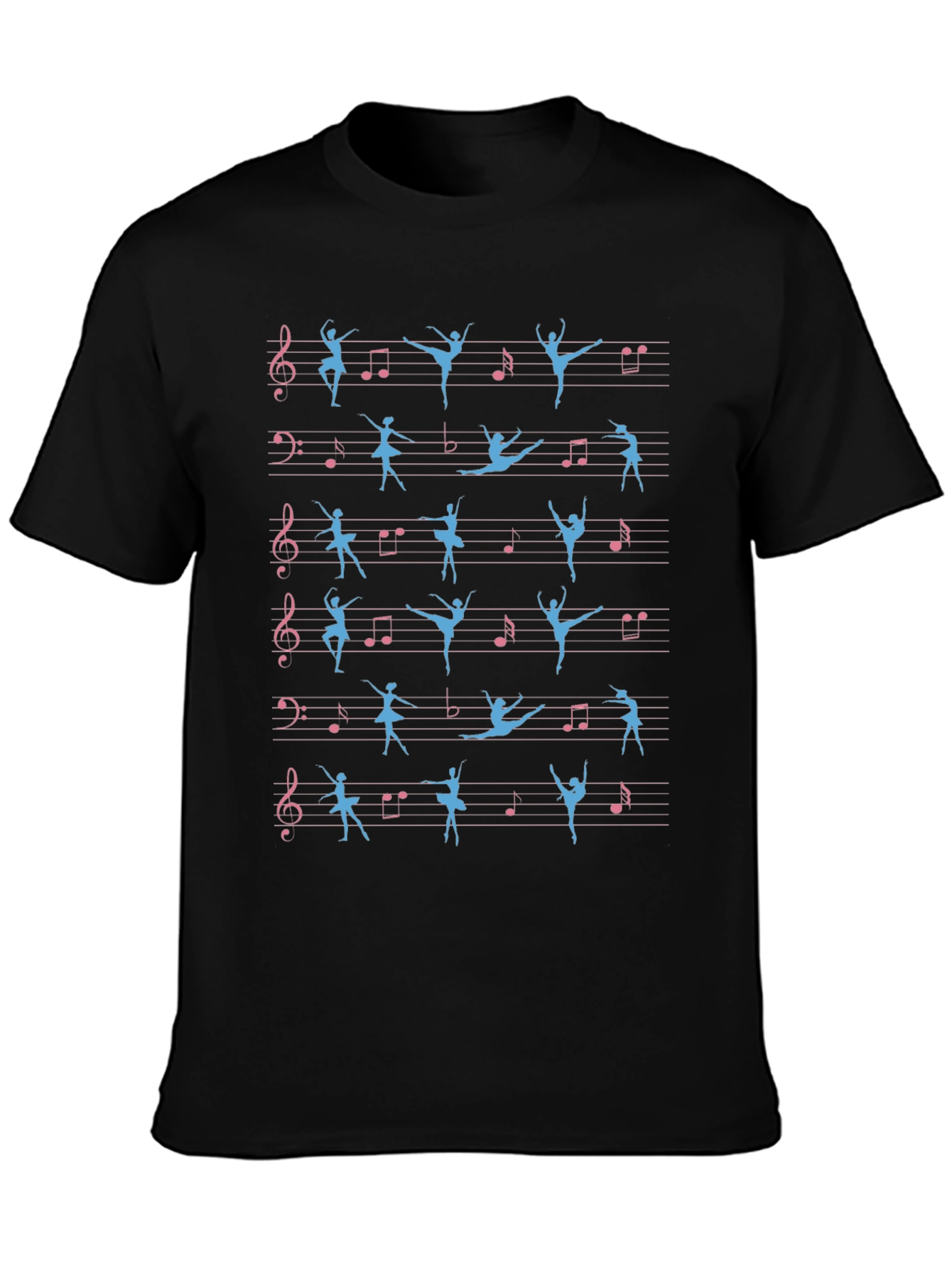 Black Ballet & Music Tee - Dancer Sheet Music Shirt view 3