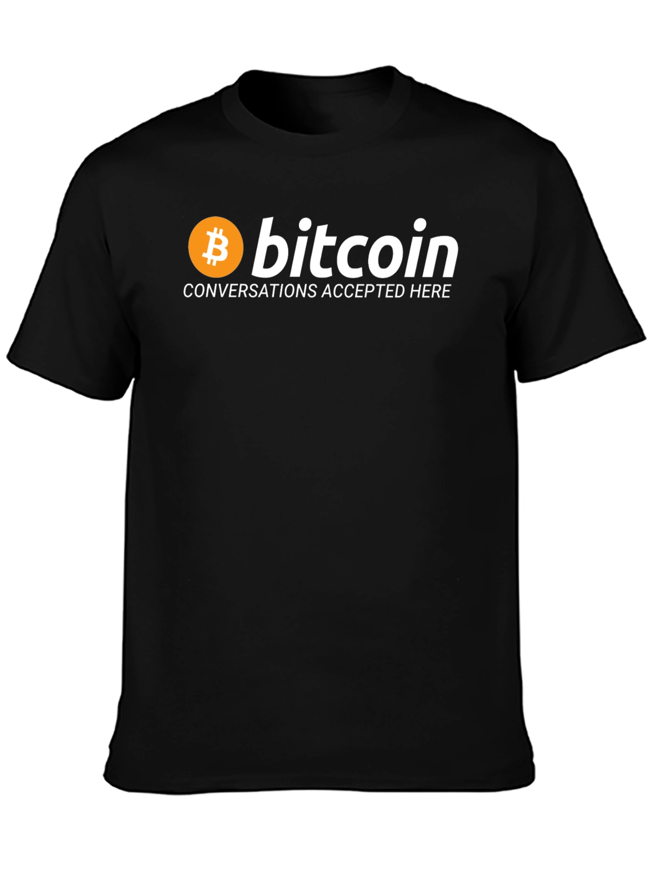 Black Bitcoin T-Shirt Crypto Currency Conversations Tee view 3