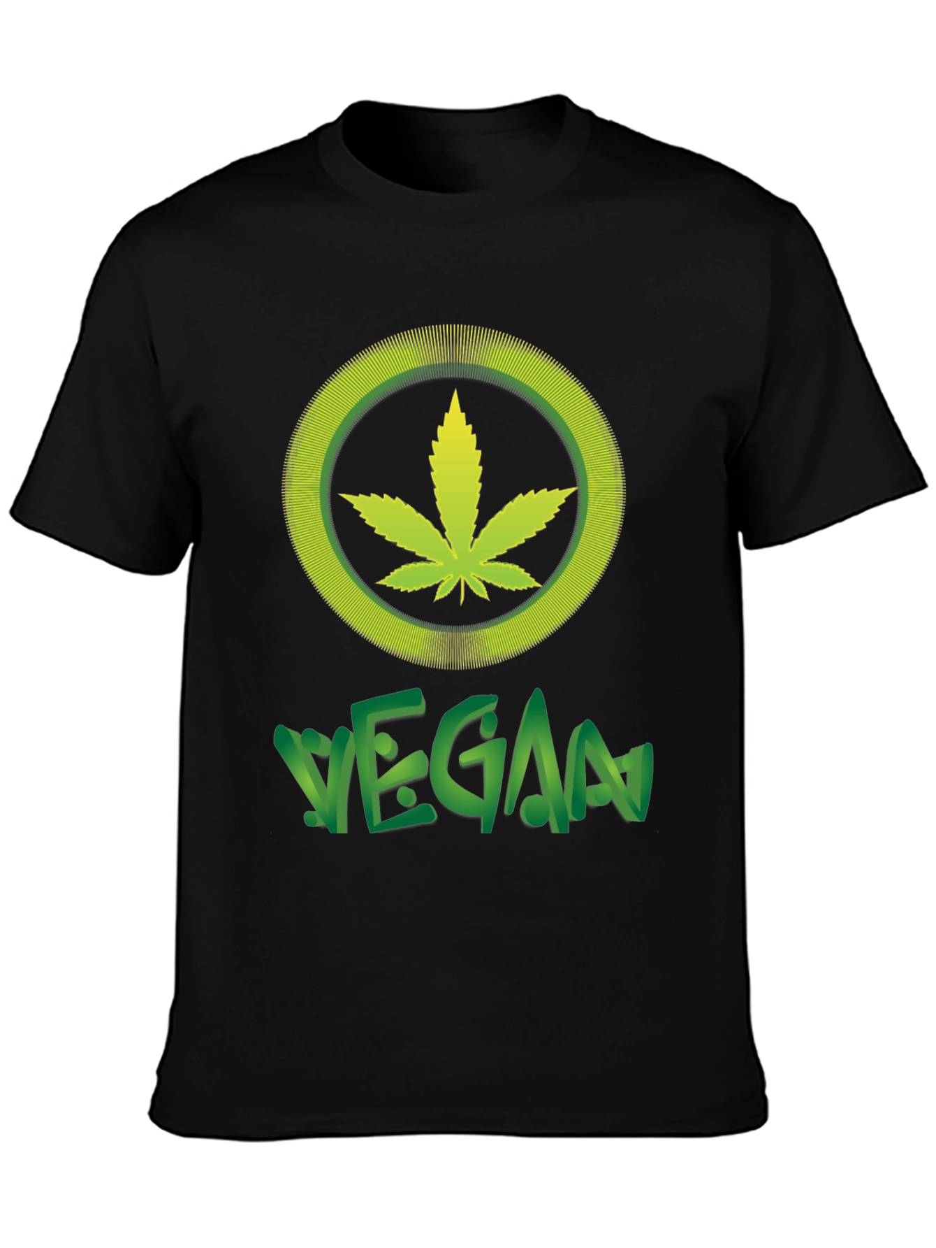 Black Vegan Marijuana Leaf T-Shirt - Black Cotton Tee view 3