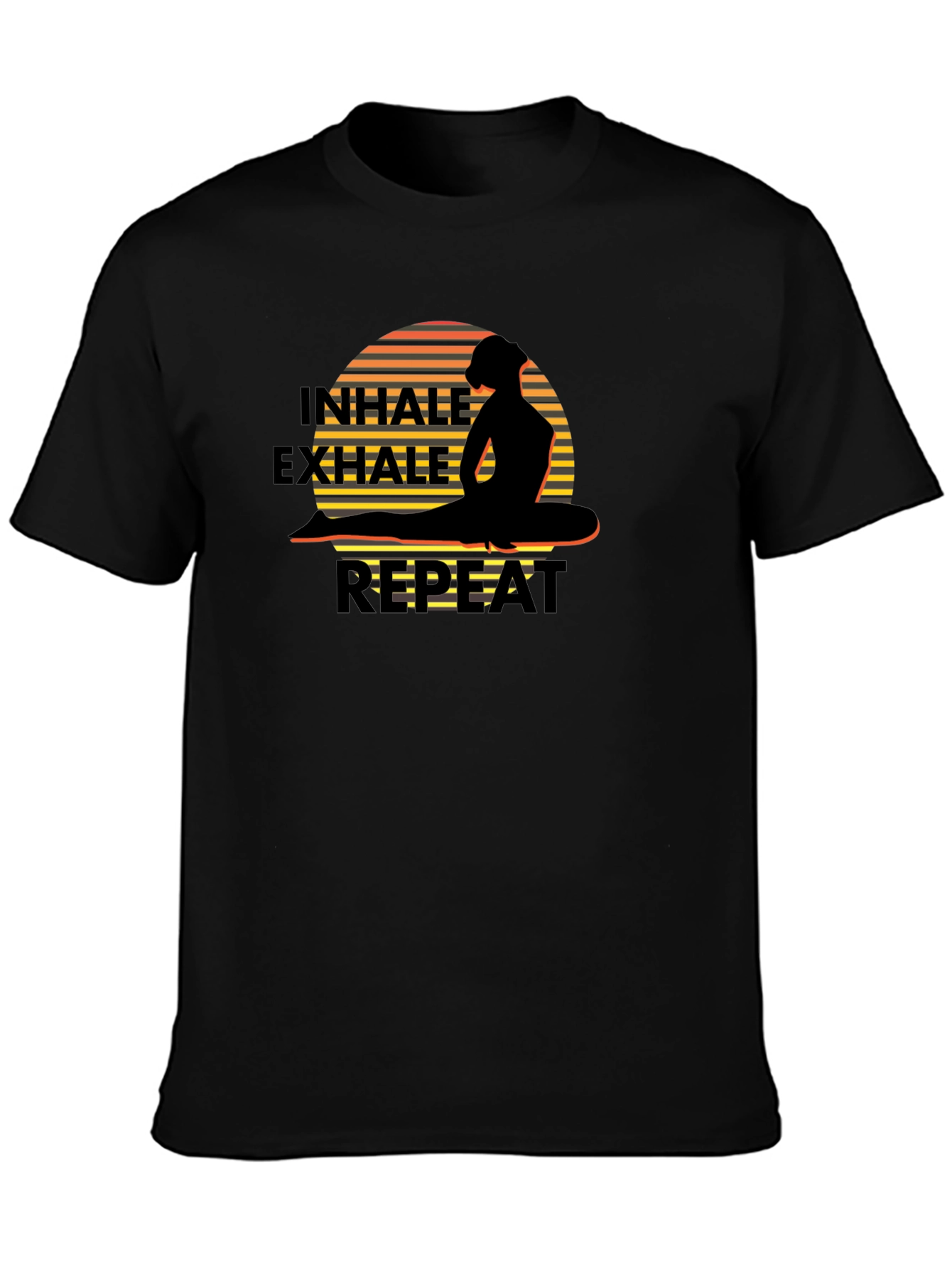 Black Inhale Exhale Repeat Yoga T-Shirt view 3
