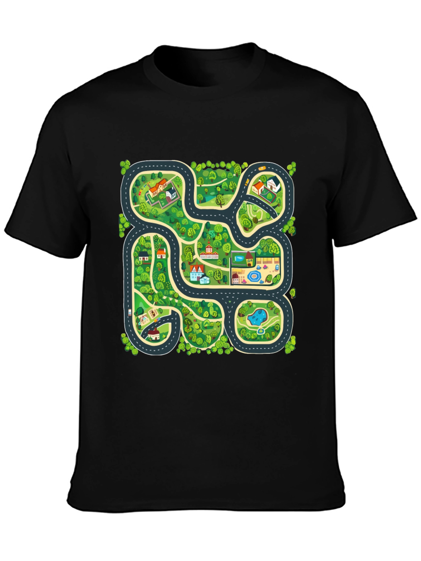 Black City Map Graphic T-Shirt - Playful Design, Soft Cotton view 3