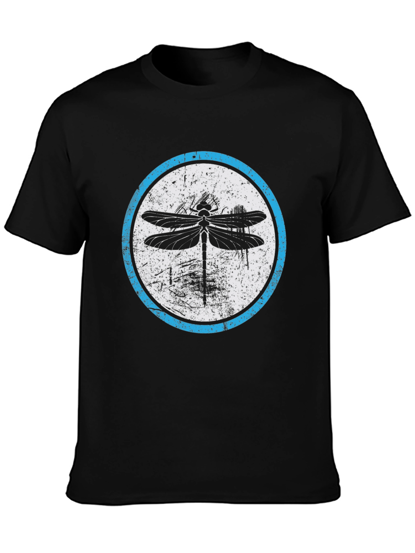 Black Dragonfly Graphic Tee - Black Casual Cotton T-Shirt view 3