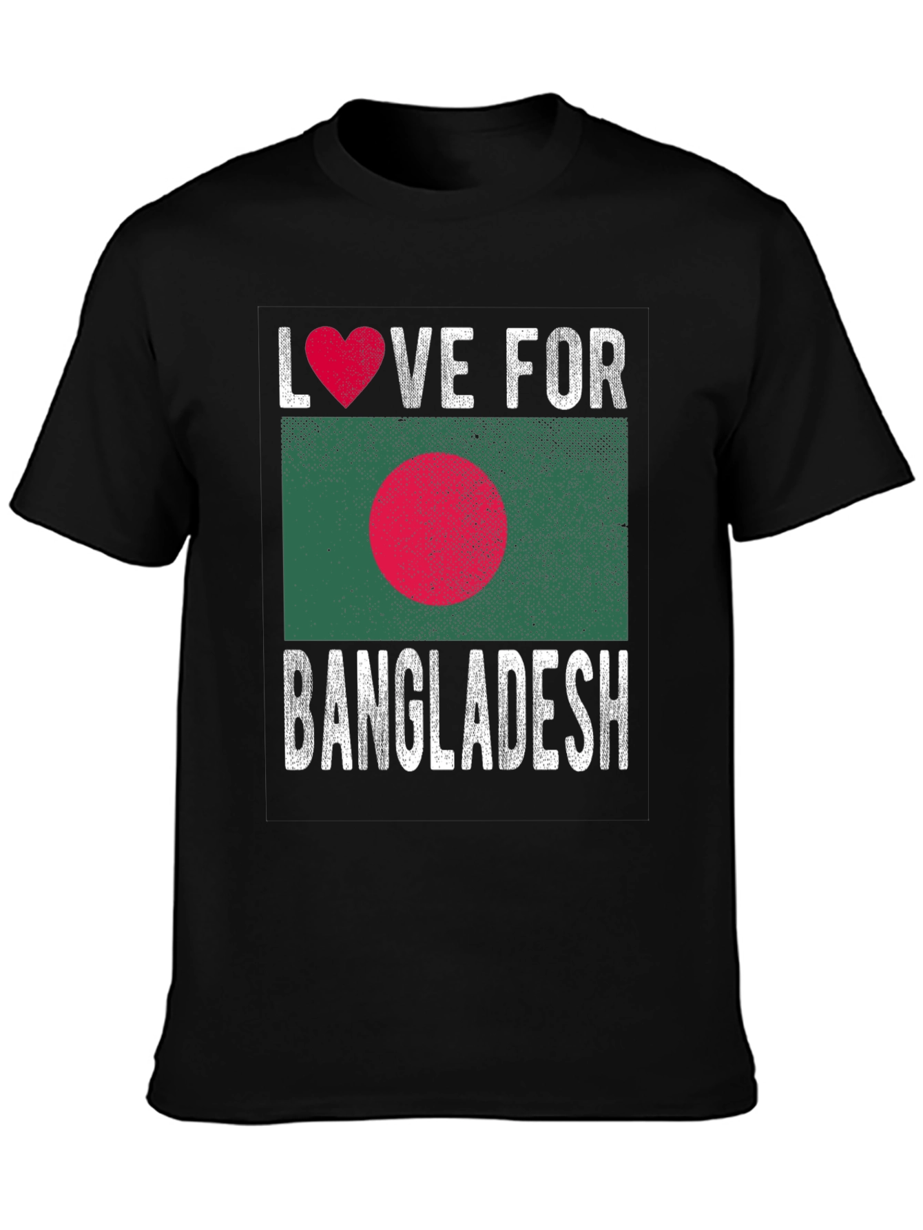 Black Love for Bangladesh T-Shirt - Heart Flag Design view 3