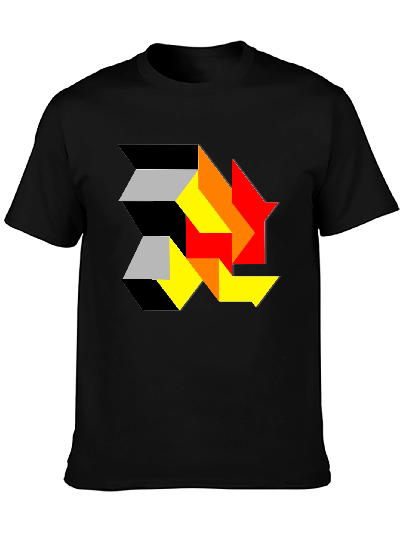 Black Abstract Geometric T-Shirt - Modern Art Design view 3
