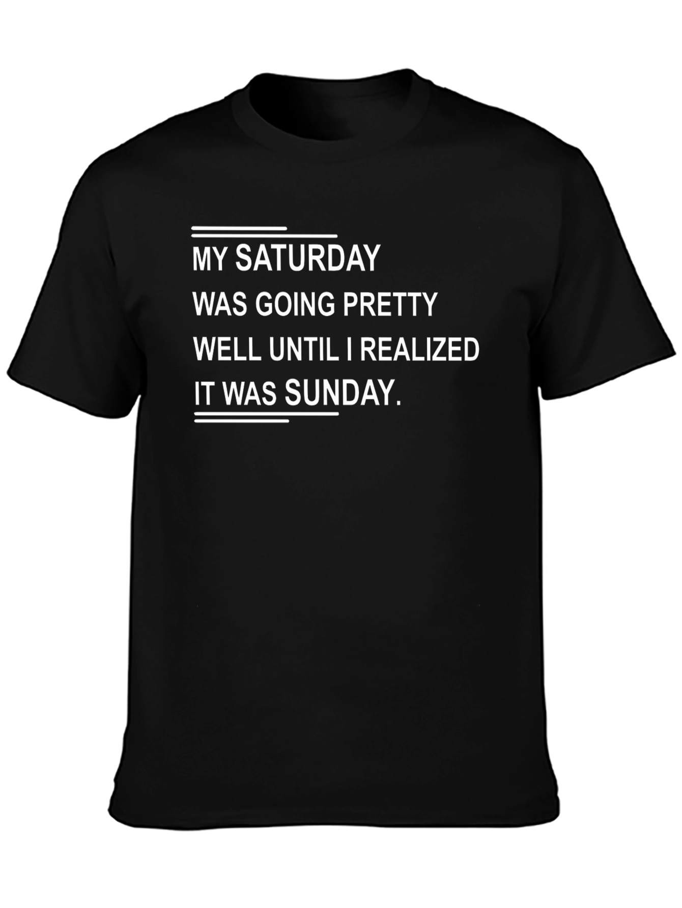 Black Funny "My Saturday" Graphic T-Shirt view 3