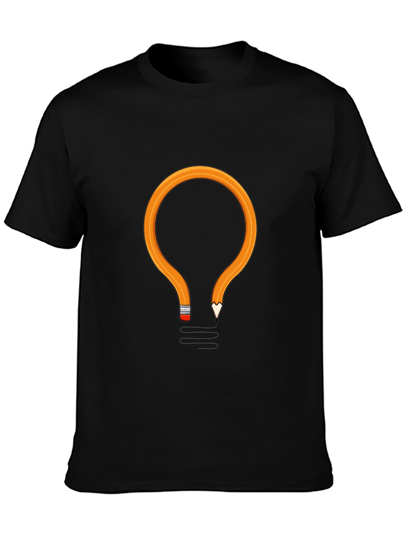 Black Pencil Lightbulb Graphic Tee - Black Cotton T-Shirt view 3