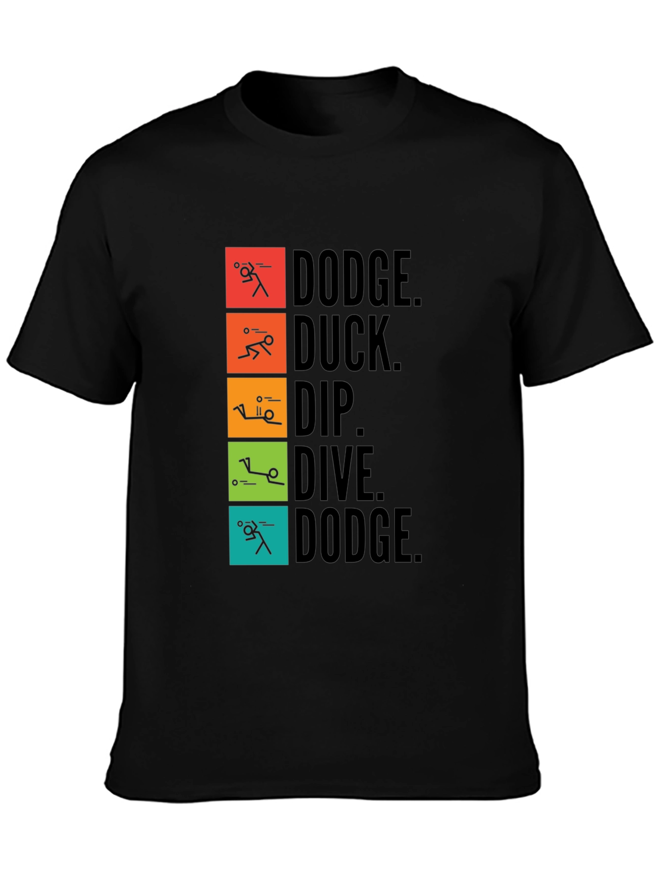 Black Dodgeball Stick Figure Graphic Tee view 3
