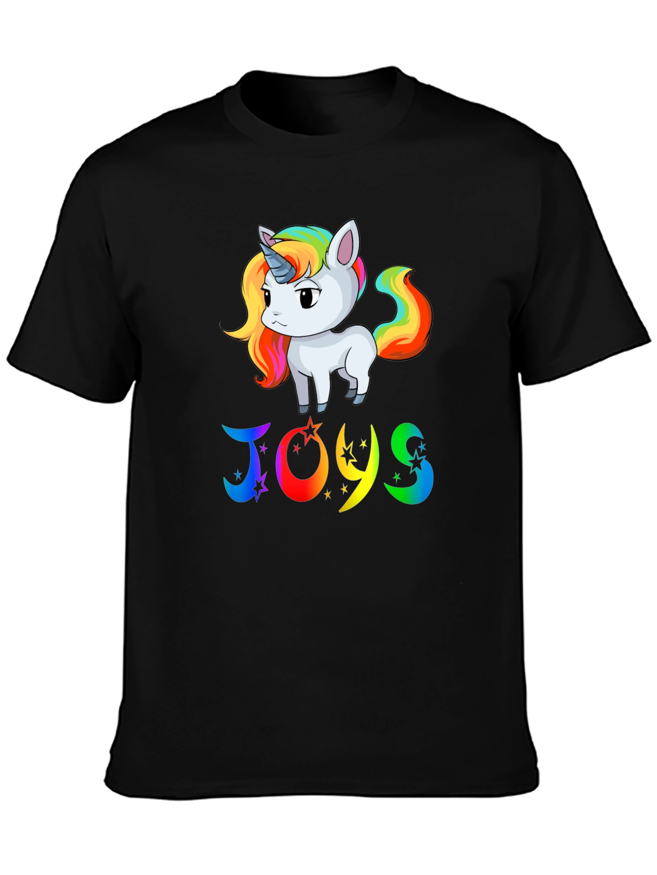 Black Rainbow Unicorn JOYS Graphic Tee view 3