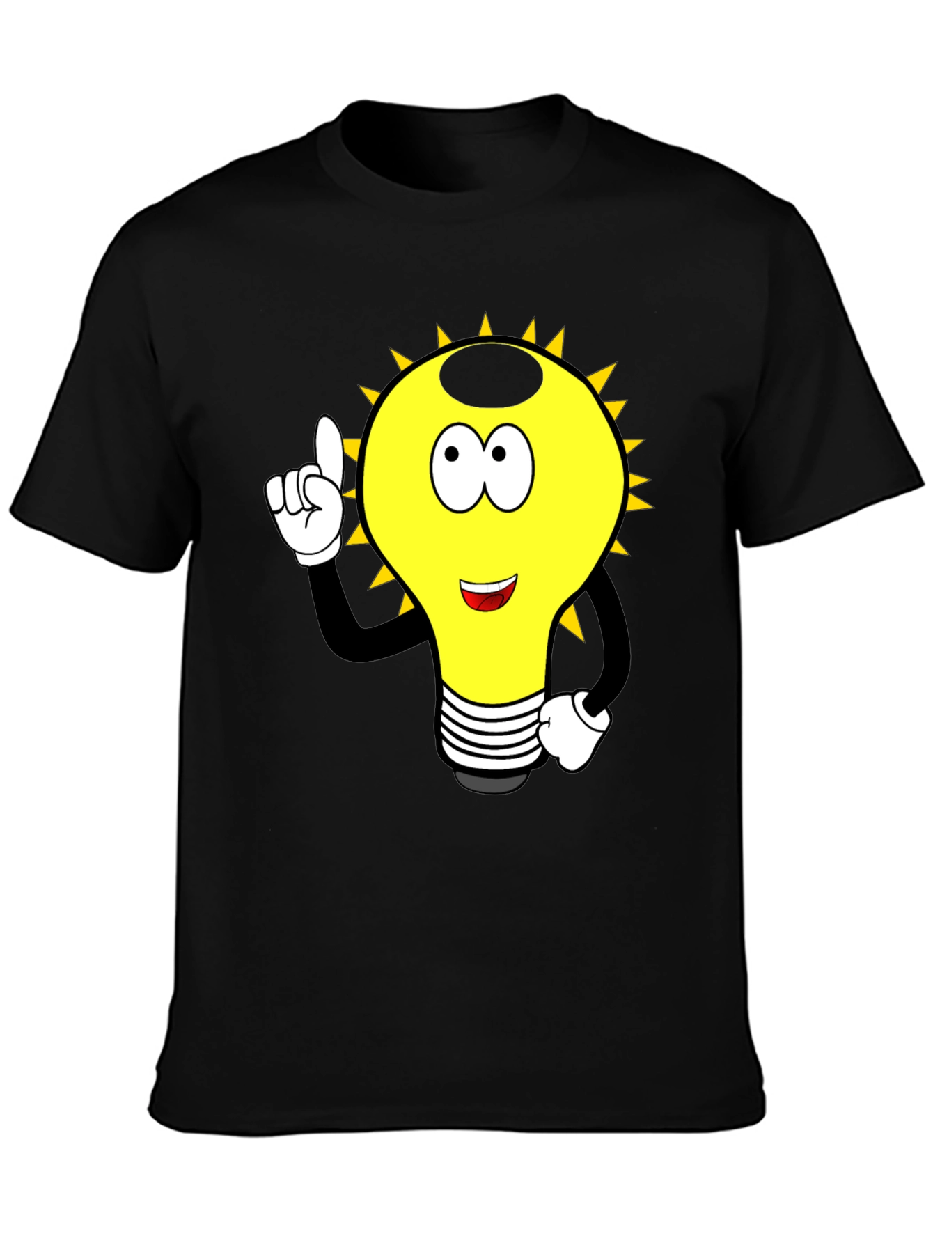 Black Cartoon Light Bulb Graphic Tee - Black view 3