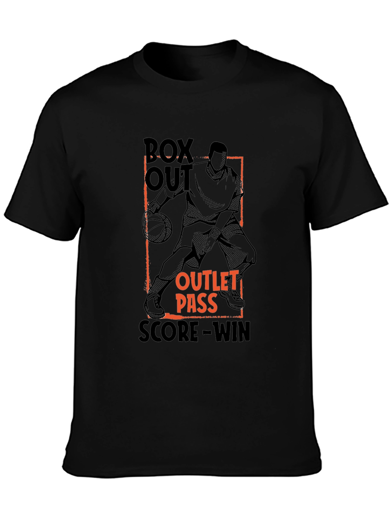 Black Basketball Graphic T-Shirt: Box Out, Pass, Score view 3