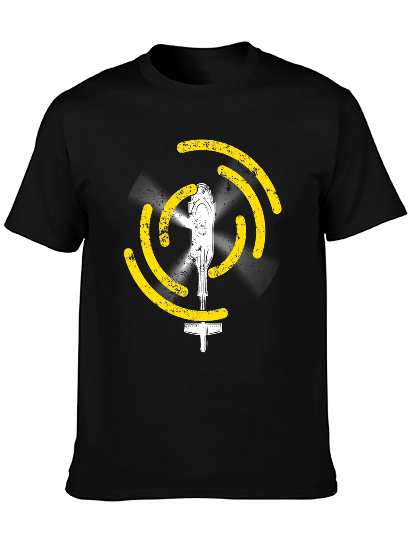 Black Helicopter Graphic Tee - Black Cotton T-Shirt view 3