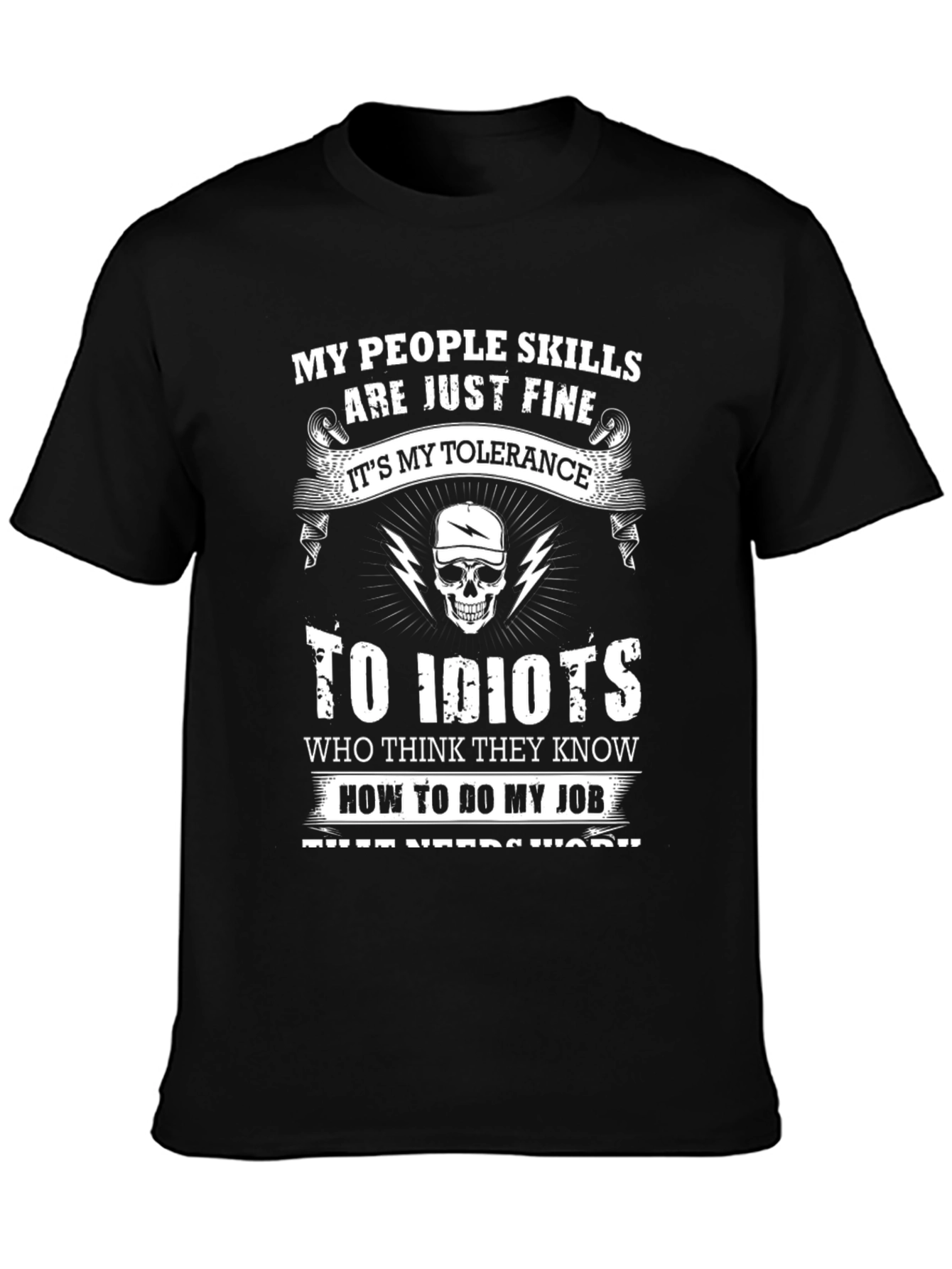 Black My People Skills Tolerance Funny Graphic T-Shirt view 3