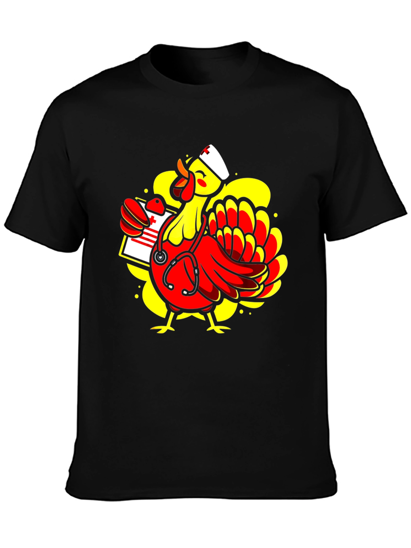 Black Nurse Chicken T-Shirt - Funny Animal Tee view 3