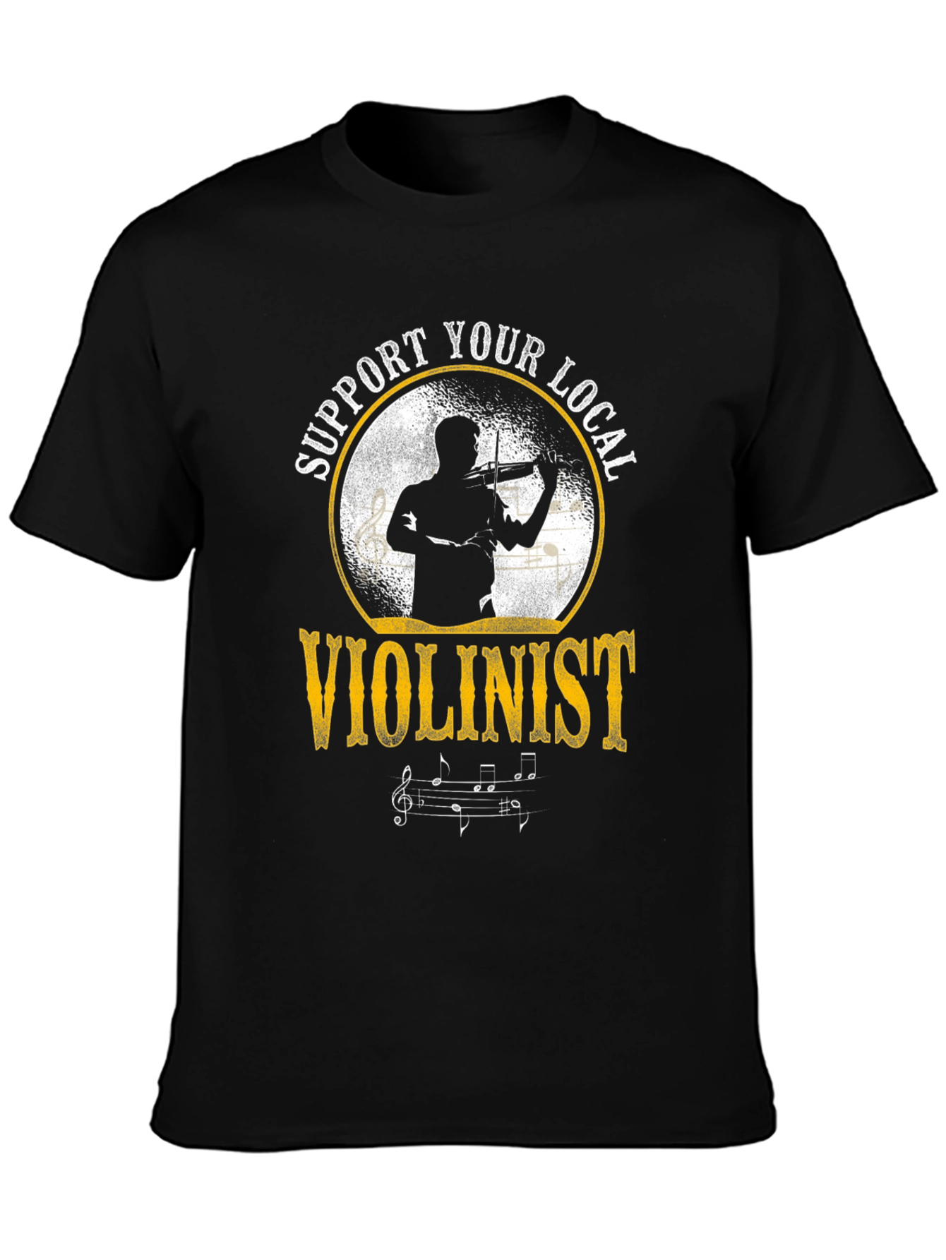 Black Support Your Local Violinist Tee view 3