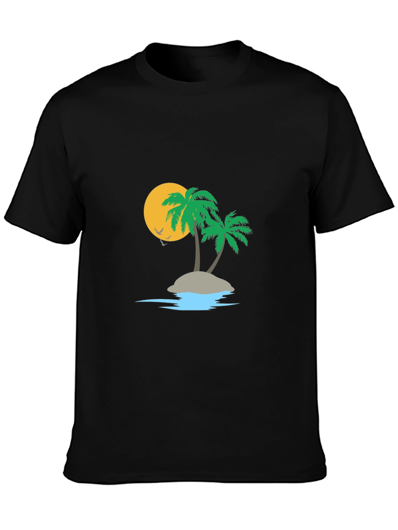 Black Tropical Island Graphic Tee view 3