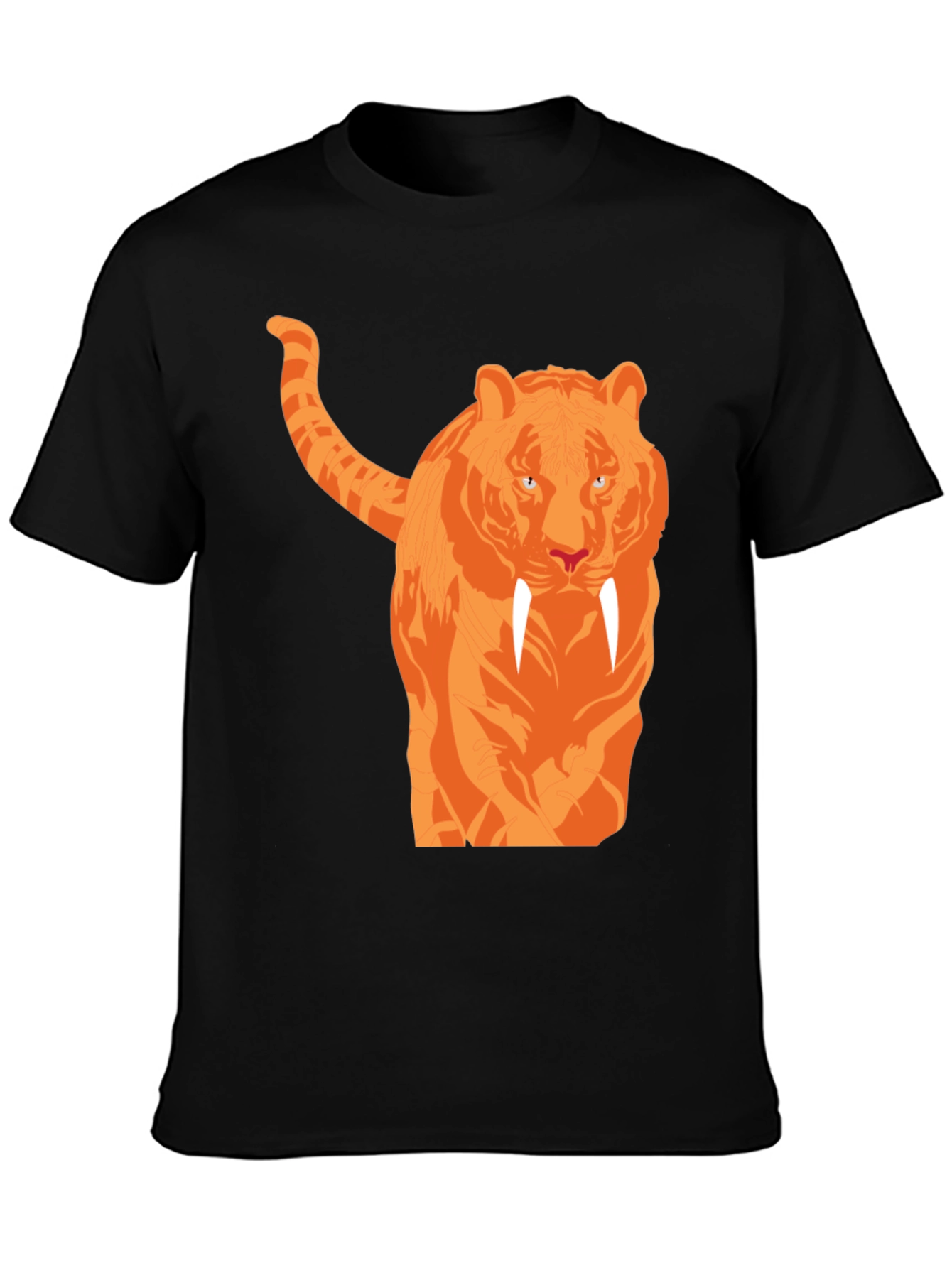 Black Cool Tiger Graphic Black T-Shirt view 3