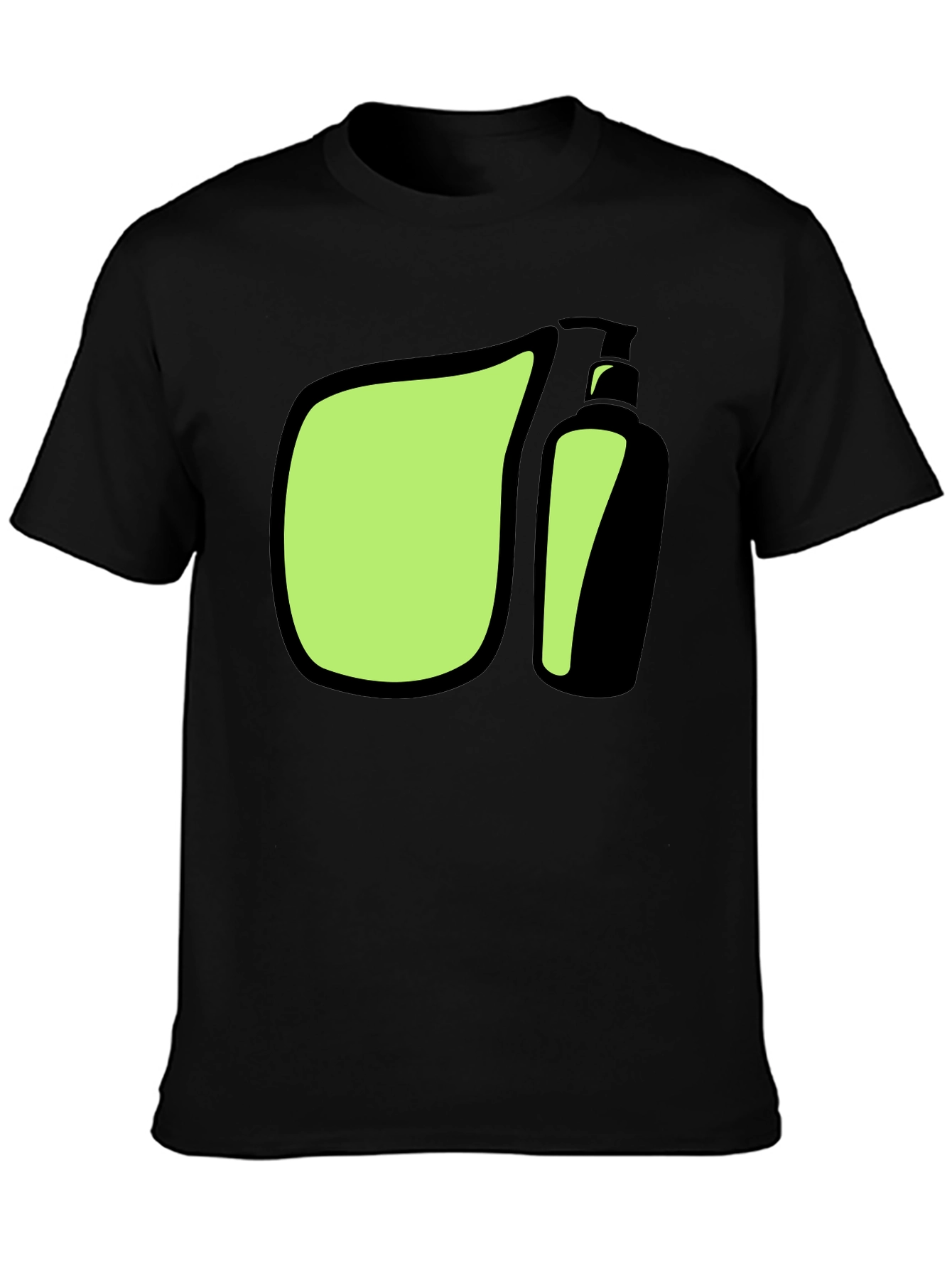 Black Modern Graphic Tee - Green and Black Design view 3
