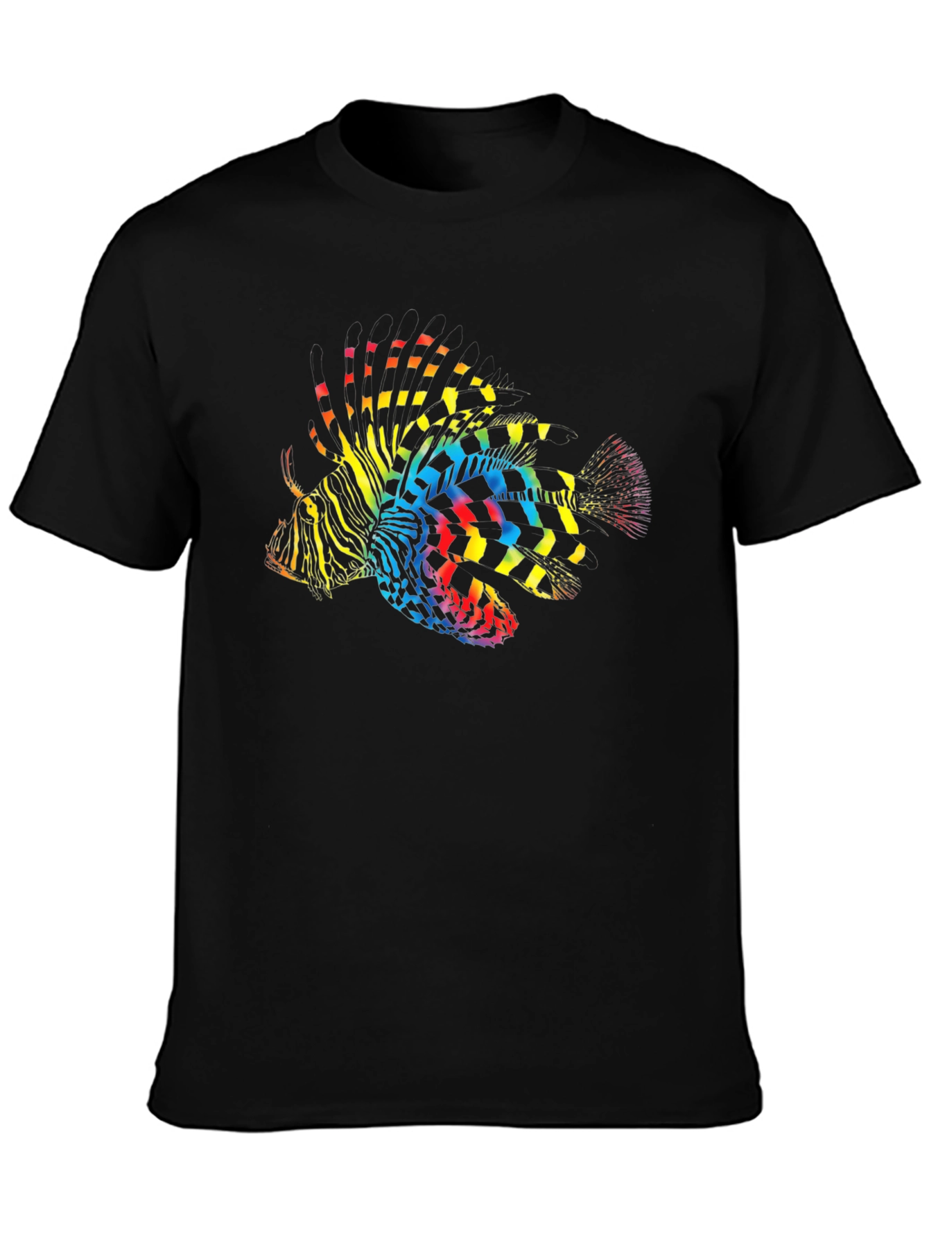 Black Rainbow Lionfish Graphic Tee - Men's Black T-Shirt view 3