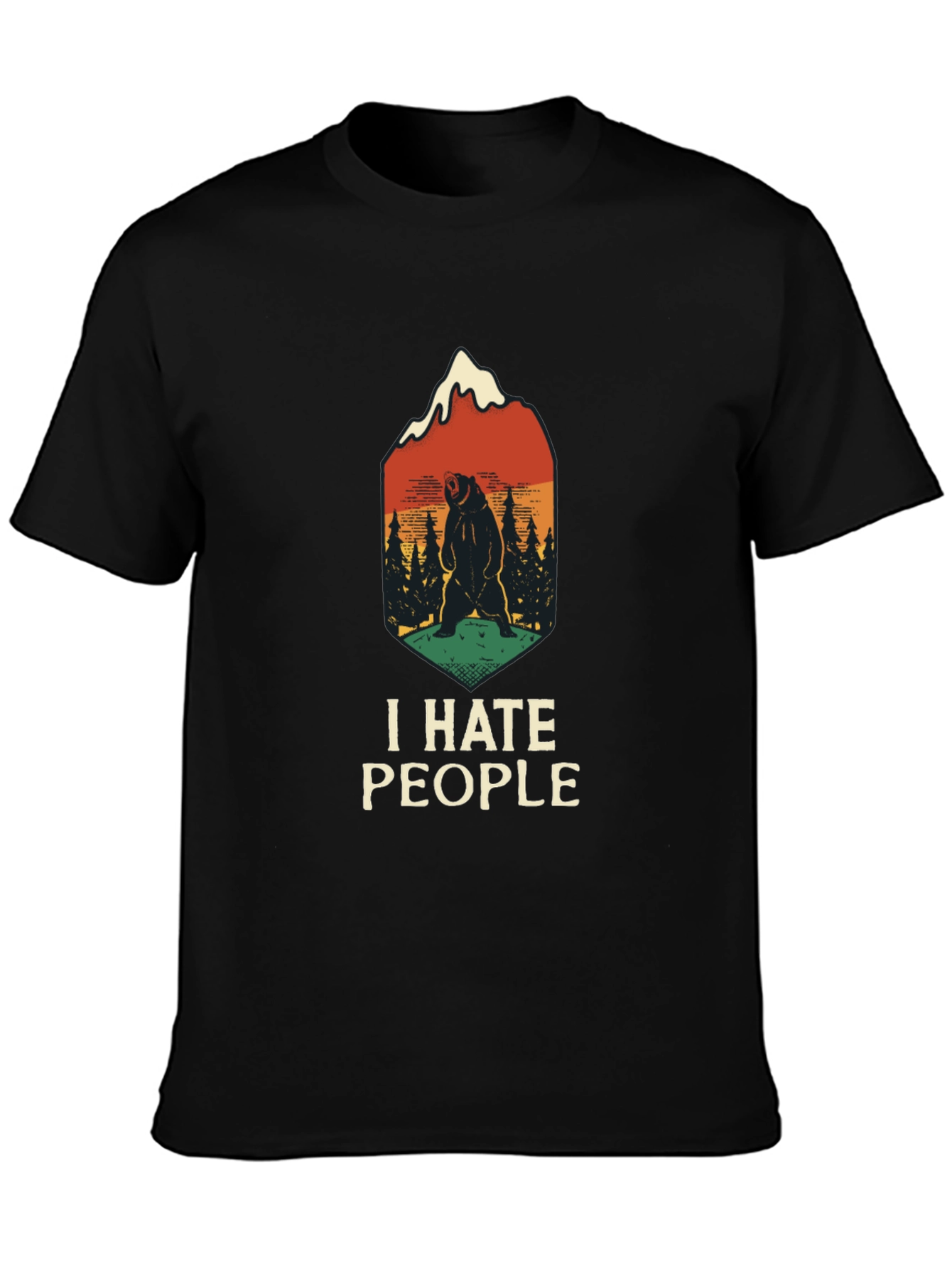 Black I Hate People Bear T-Shirt view 3