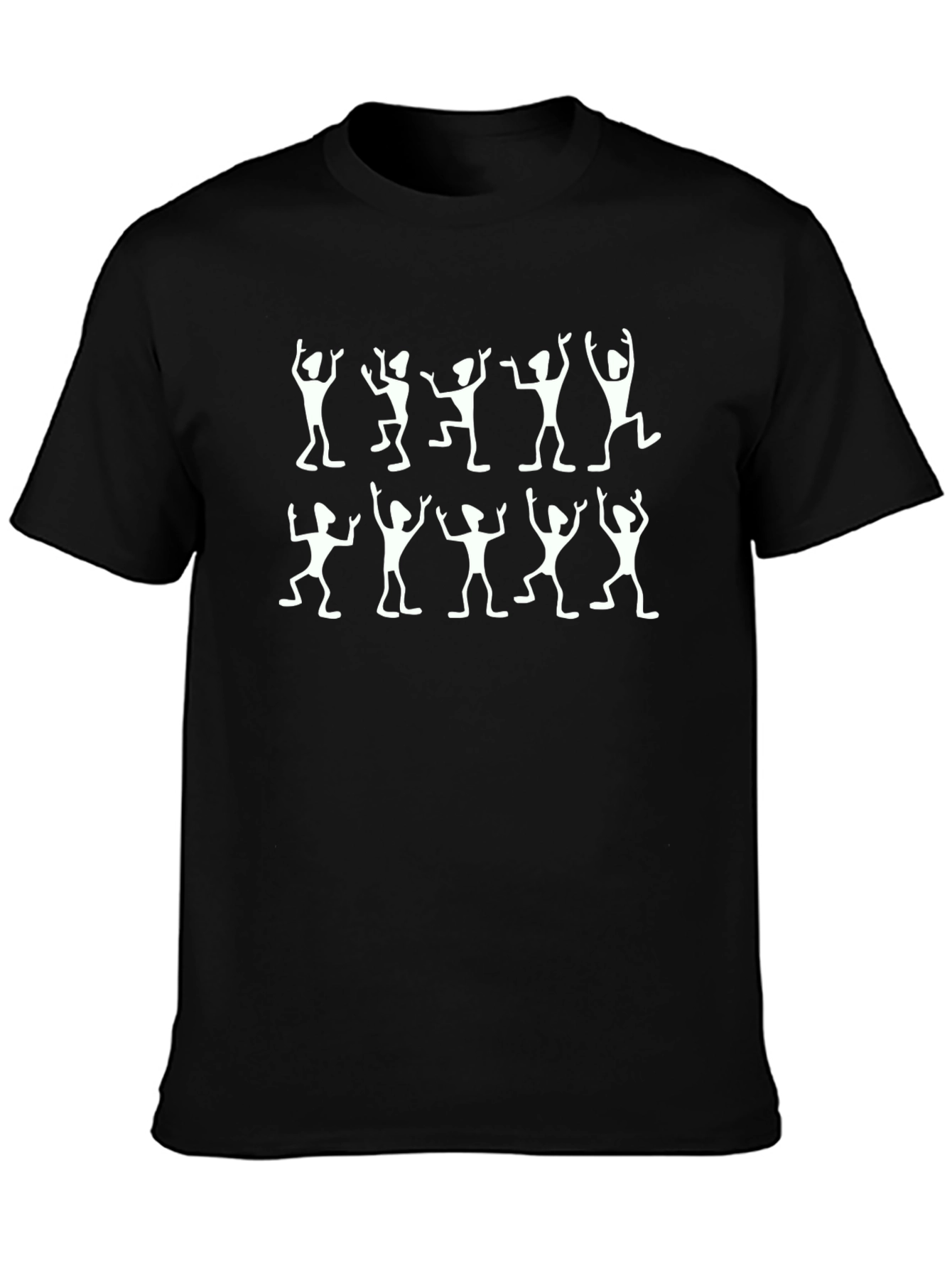 Black Dancing Figures Black Crew Neck T-Shirt view 3