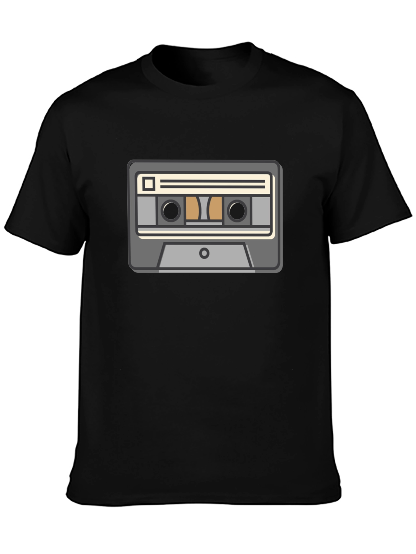 Black Retro Cassette Tape Graphic Tee - Classic Music Lover Shirt view 3