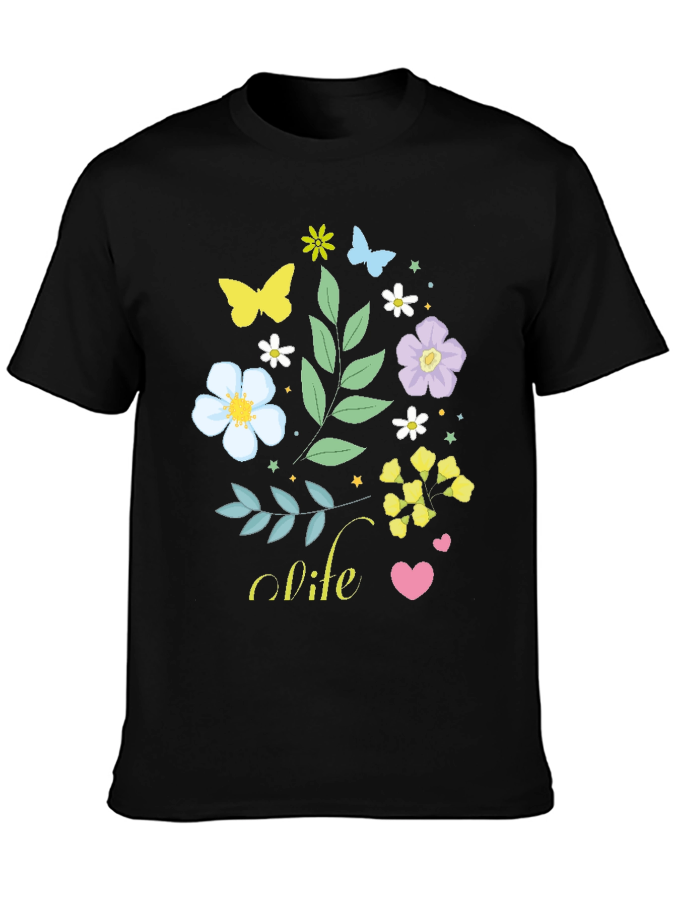 Black Floral 'Life' Graphic Tee - Black view 3