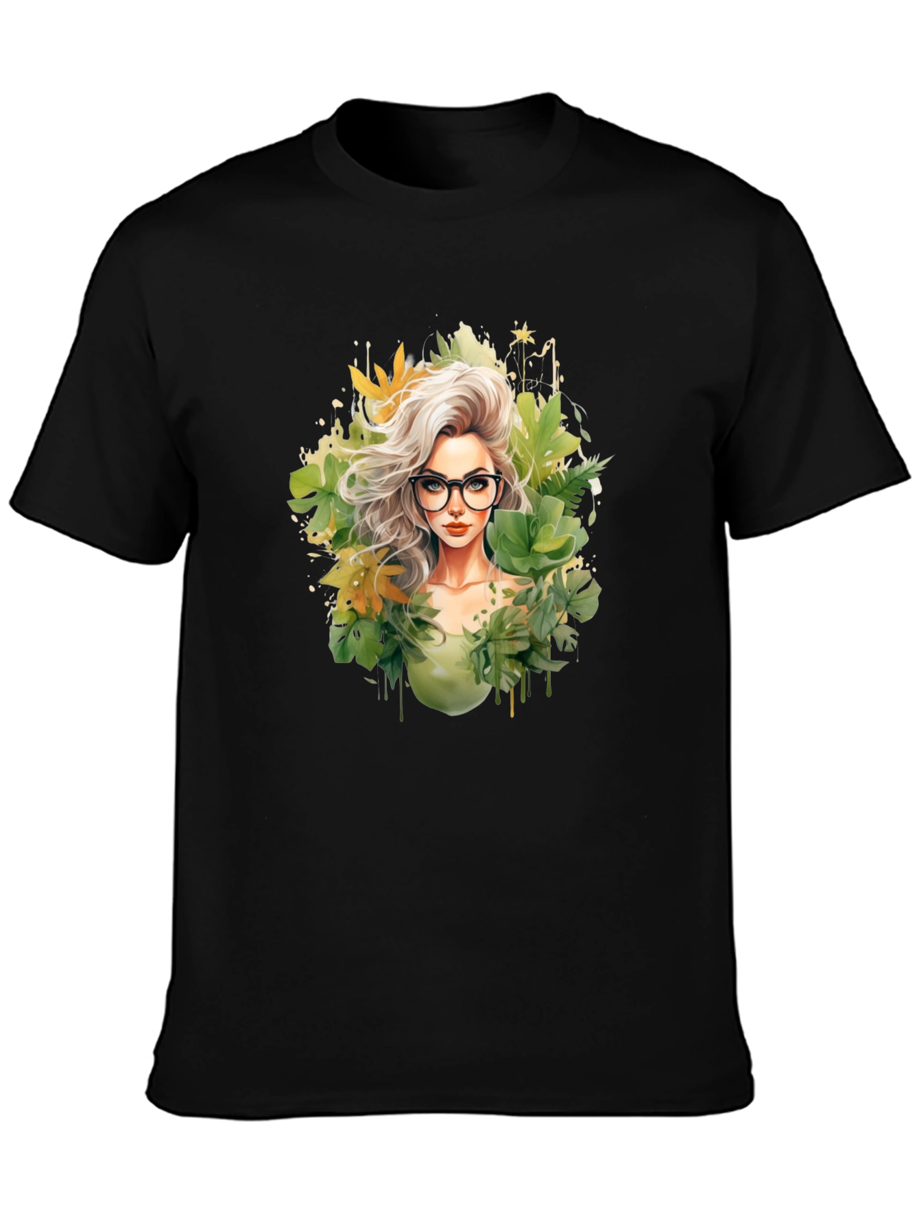 Black Stylish Nature Girl T-Shirt view 3