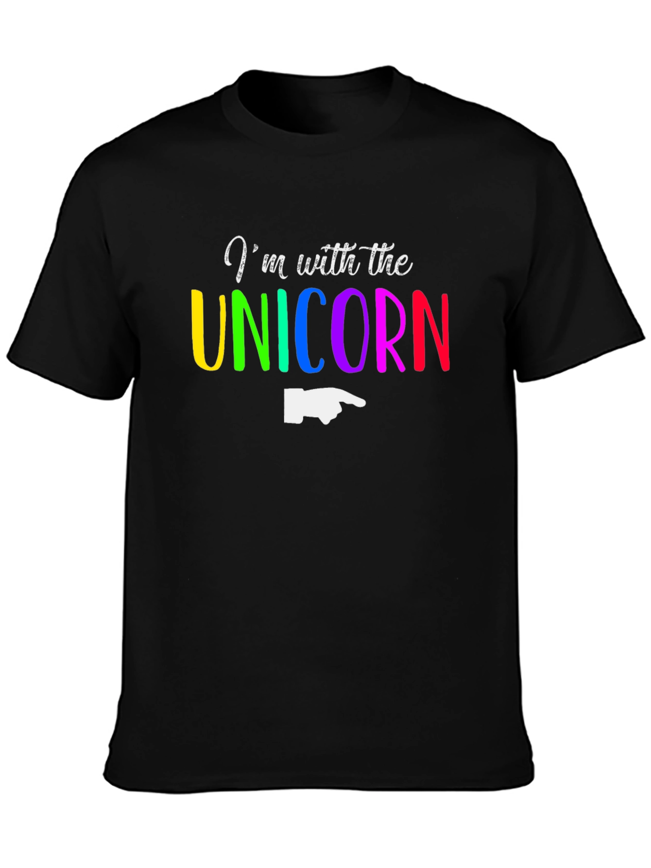 Black I'm with the Unicorn T-Shirt - Rainbow Novelty Tee view 3