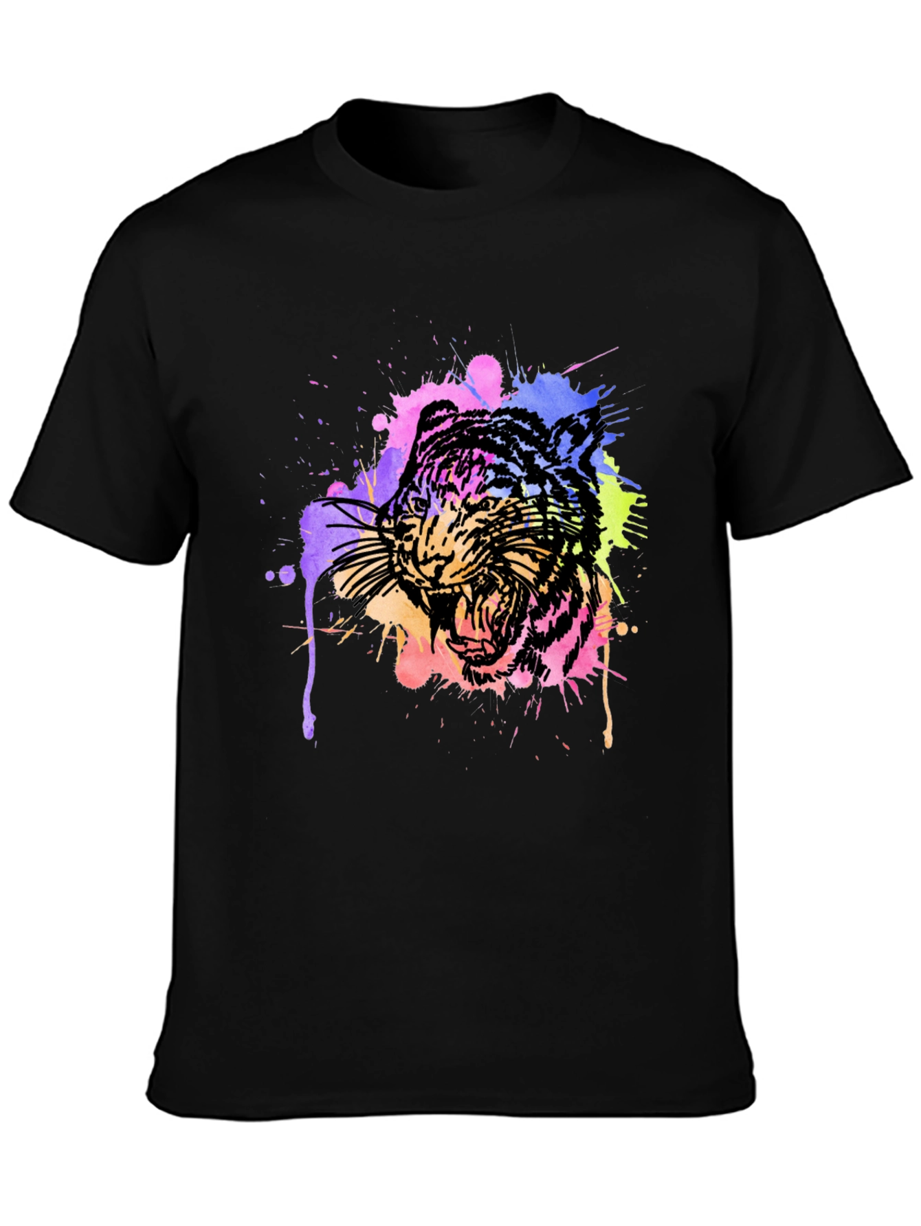 Black Watercolor Tiger Graphic Tee view 3