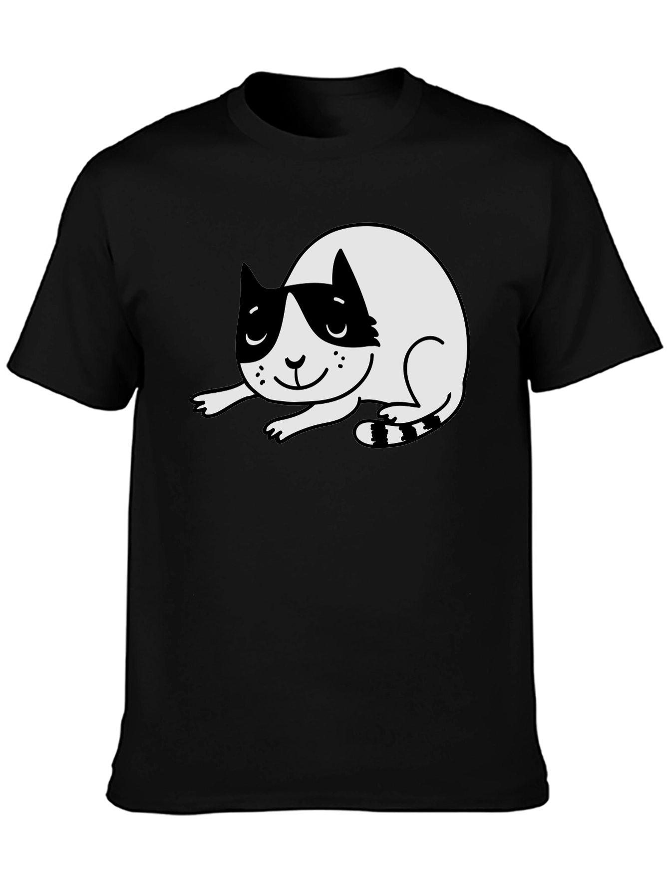Black Cute Cat Graphic T-Shirt - Black view 3