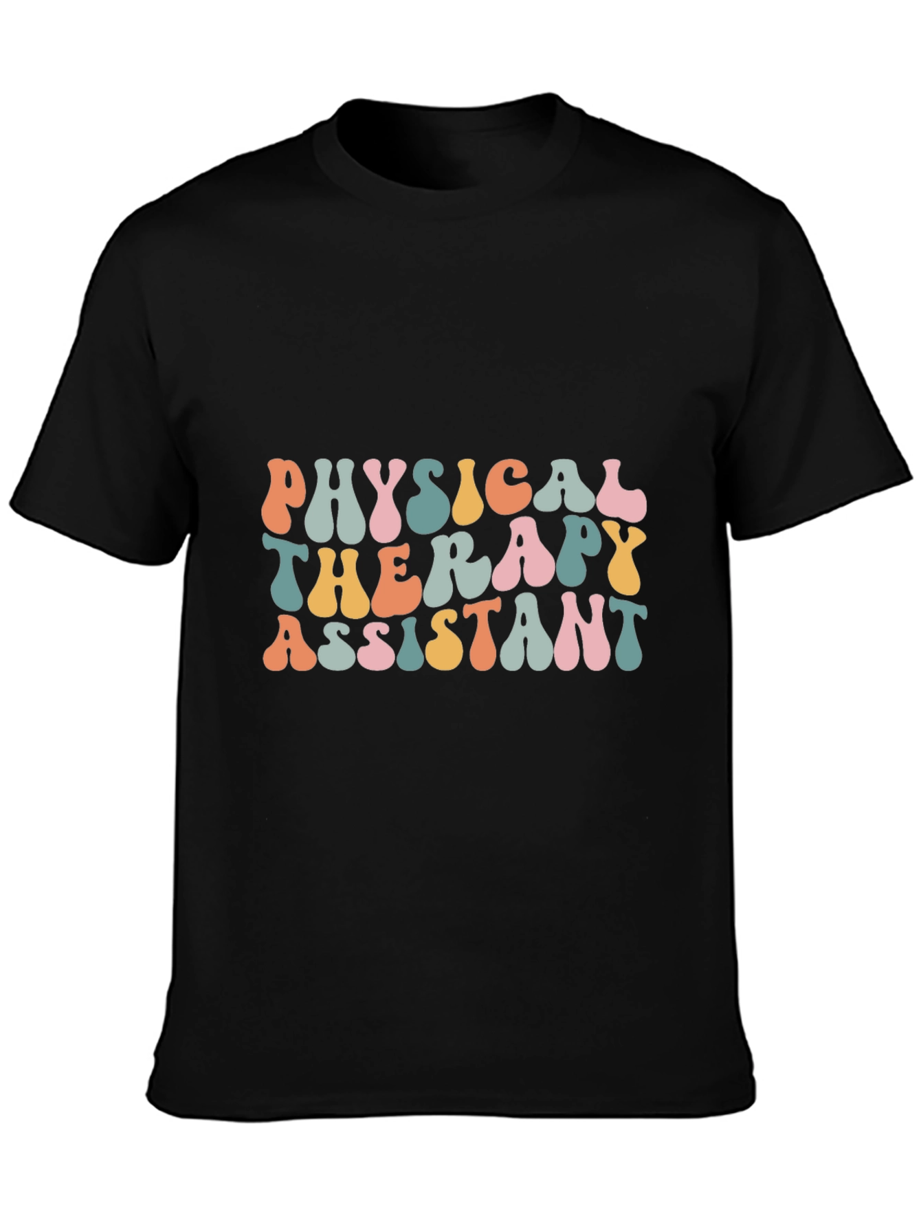Black Physical Therapy Assistant Retro T-Shirt view 3