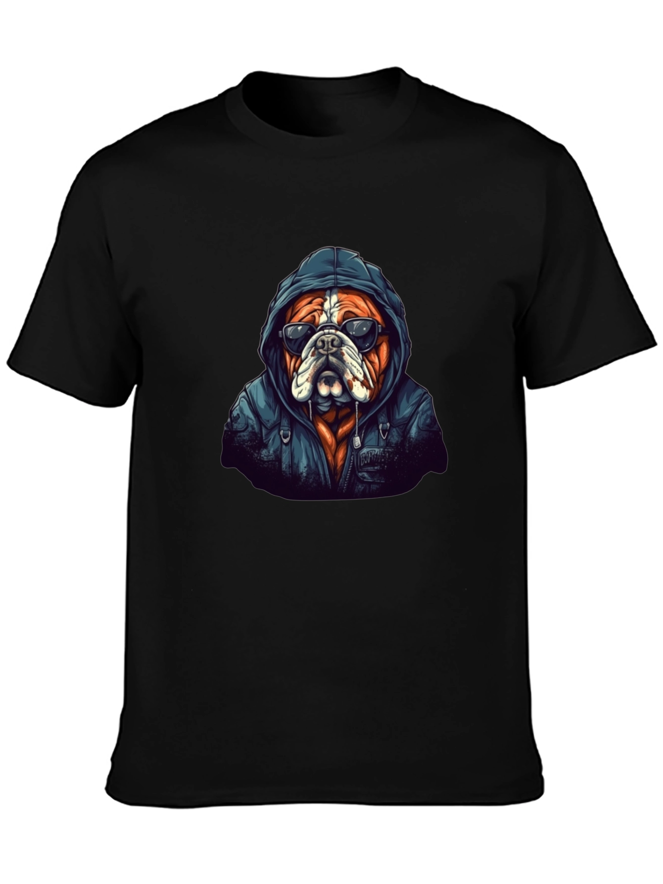 Black Cool Bulldog Graphic Tee - Black Cotton view 3