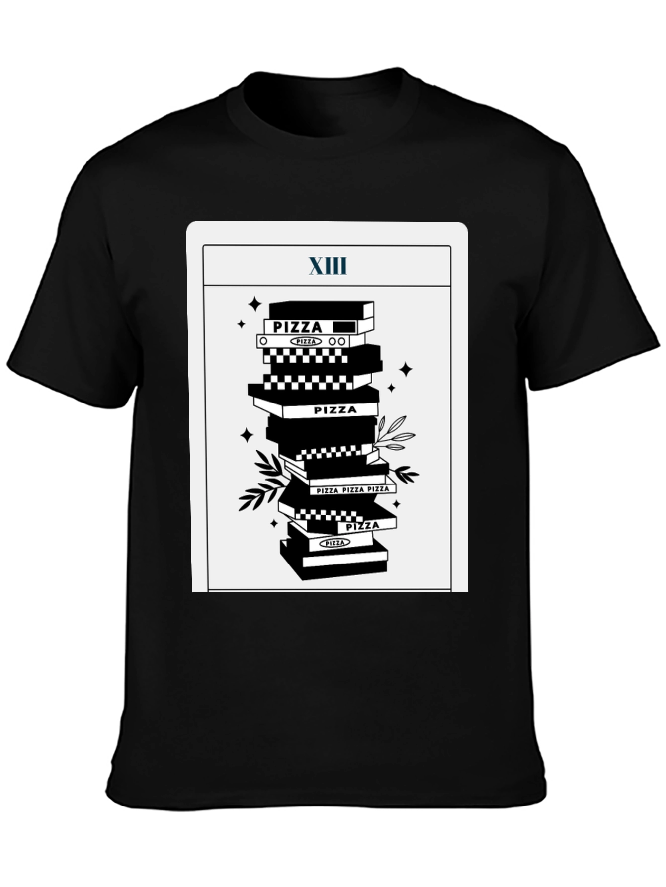 Black Pizza Tarot T-Shirt - Death Card Parody view 3