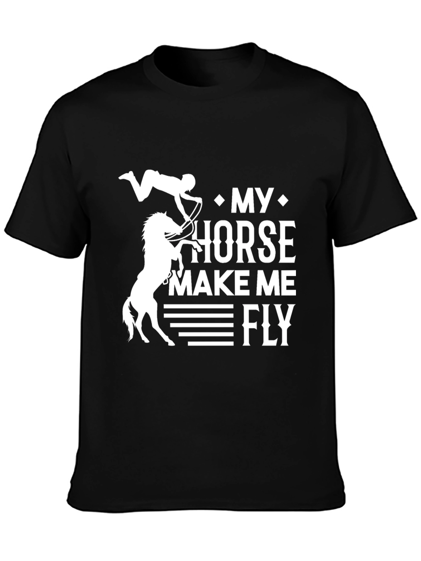 Black My Horse Makes Me Fly T-Shirt view 3