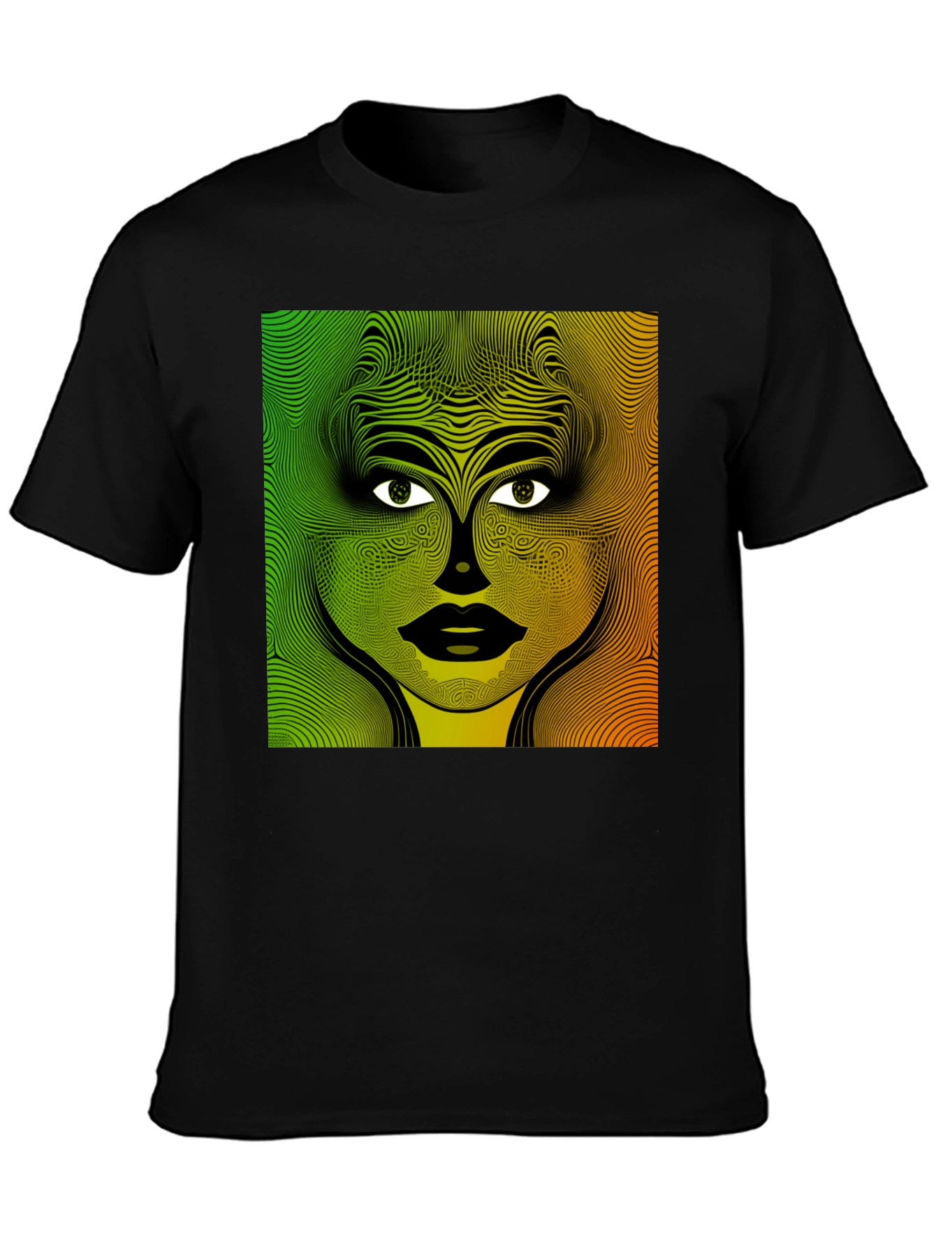 Black Abstract Woman Graphic Black T-Shirt view 3