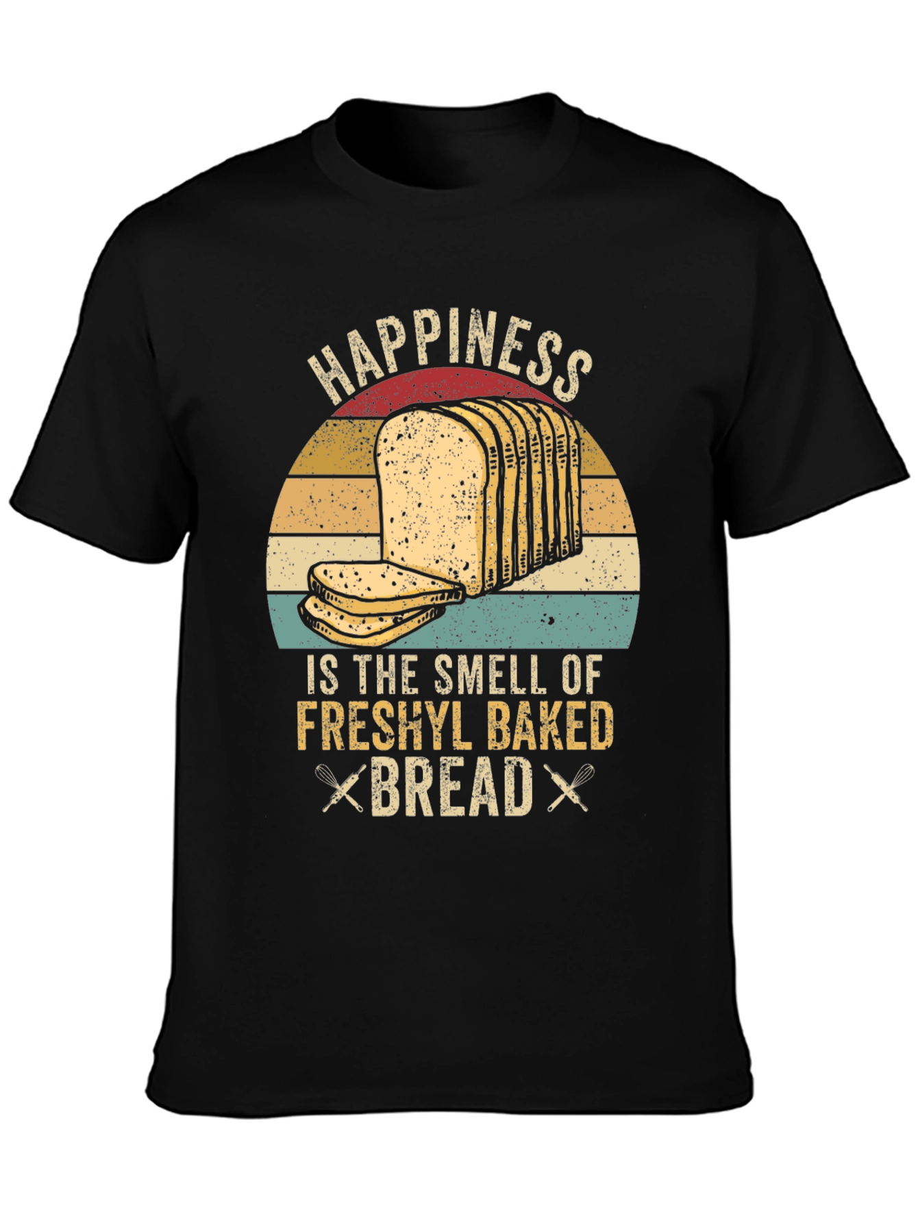 Black Happiness Smell Bread T-shirt view 3