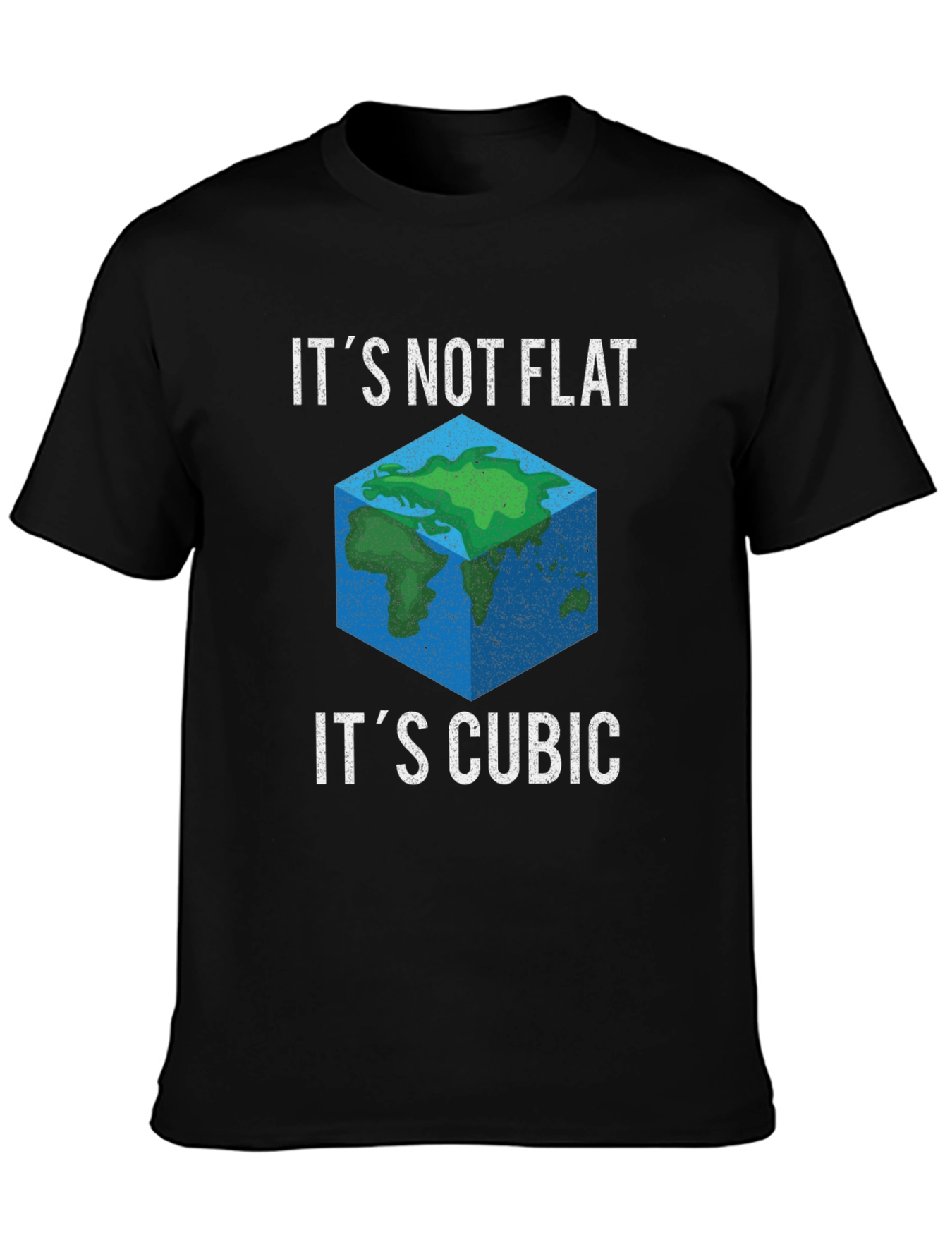 Black Cubic Earth Graphic Tee - Funny Flat Earth Alternative view 3
