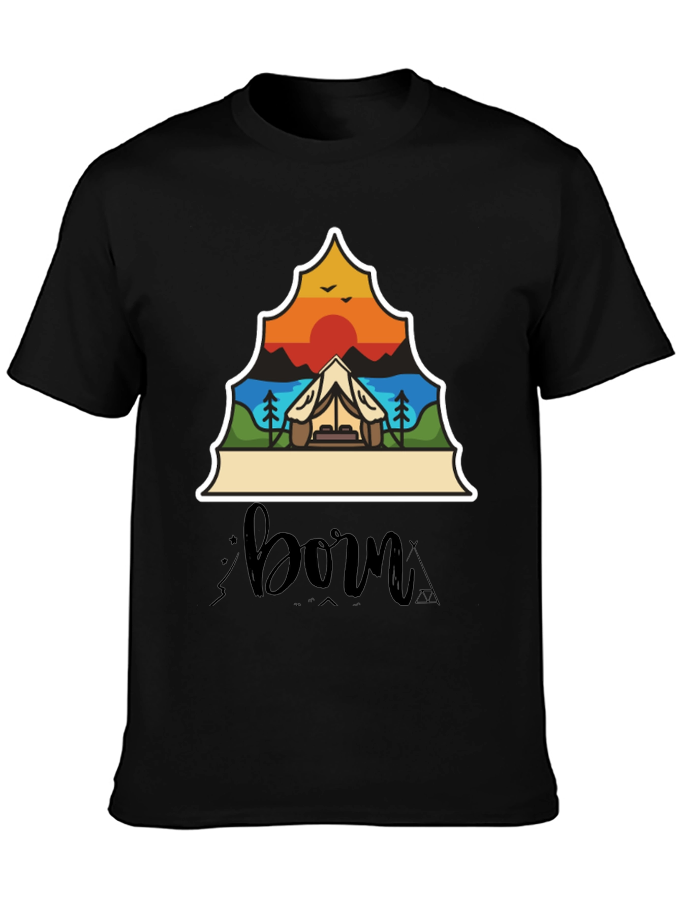 Black Camping Adventure T-Shirt - Born to Explore! view 3