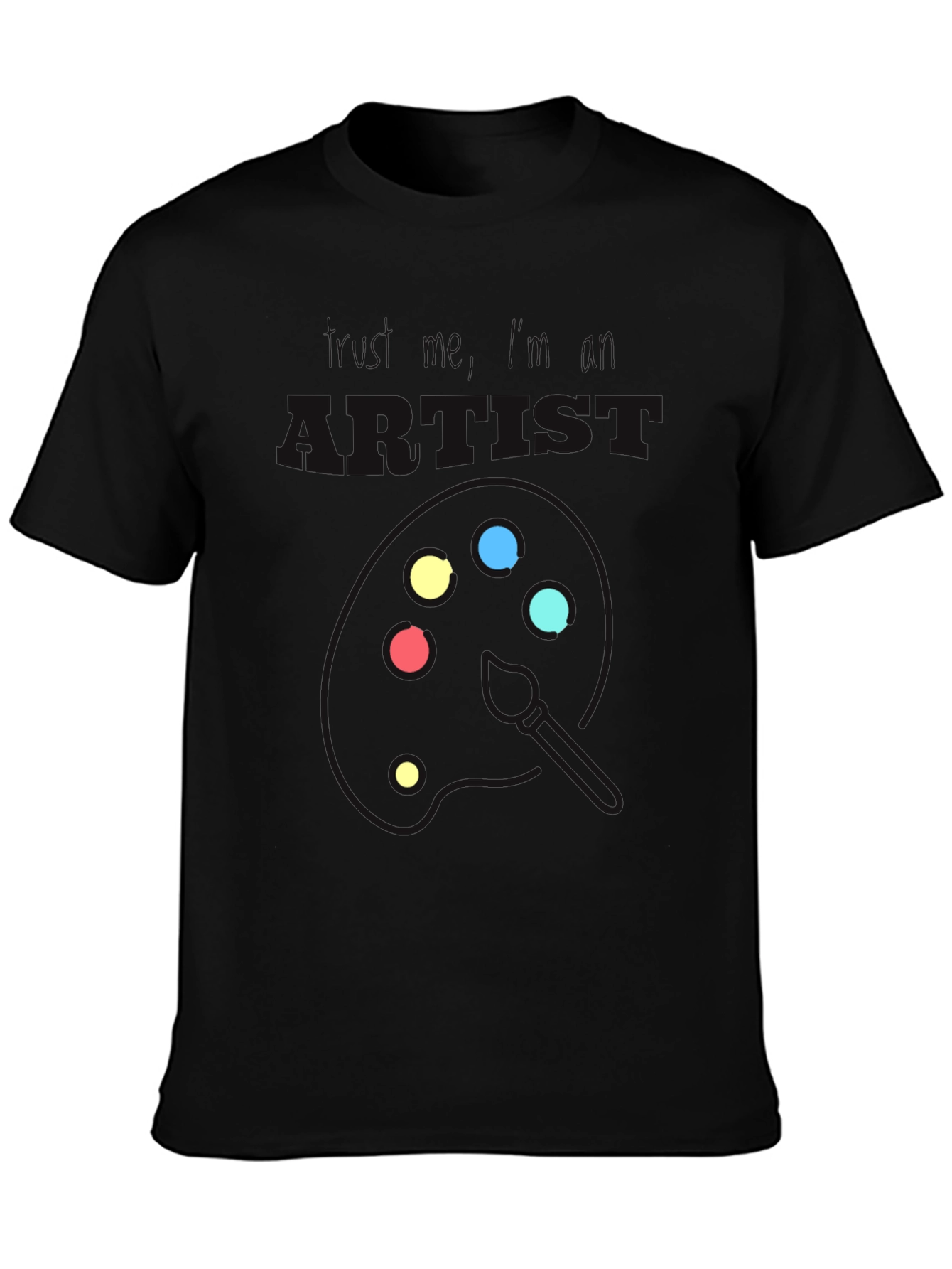 Black Artist Palette Graphic Print Black T-Shirt view 3