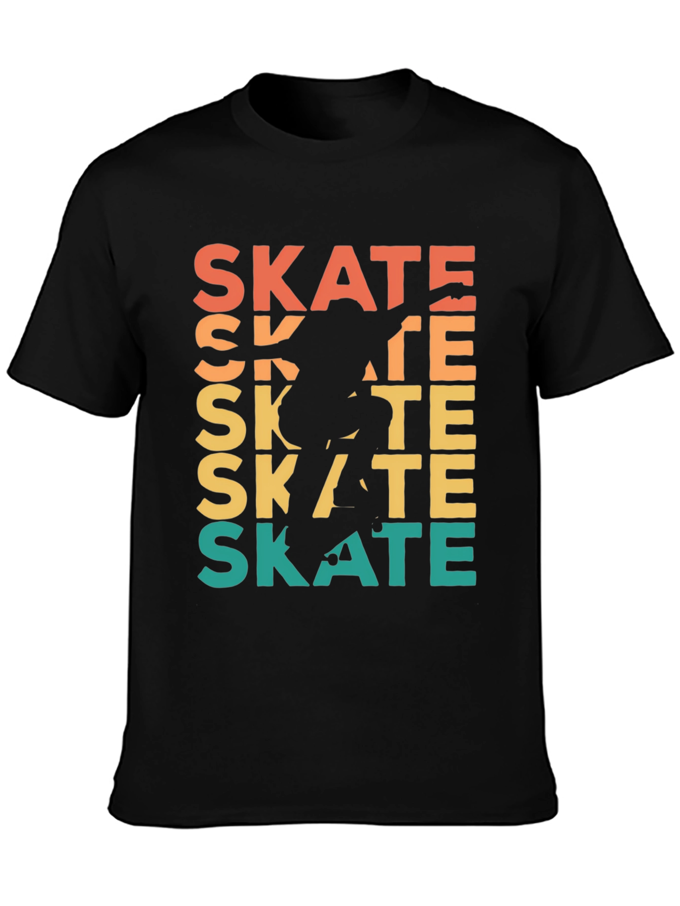 Black Retro Skate T-Shirt - Cool Skater Design view 3