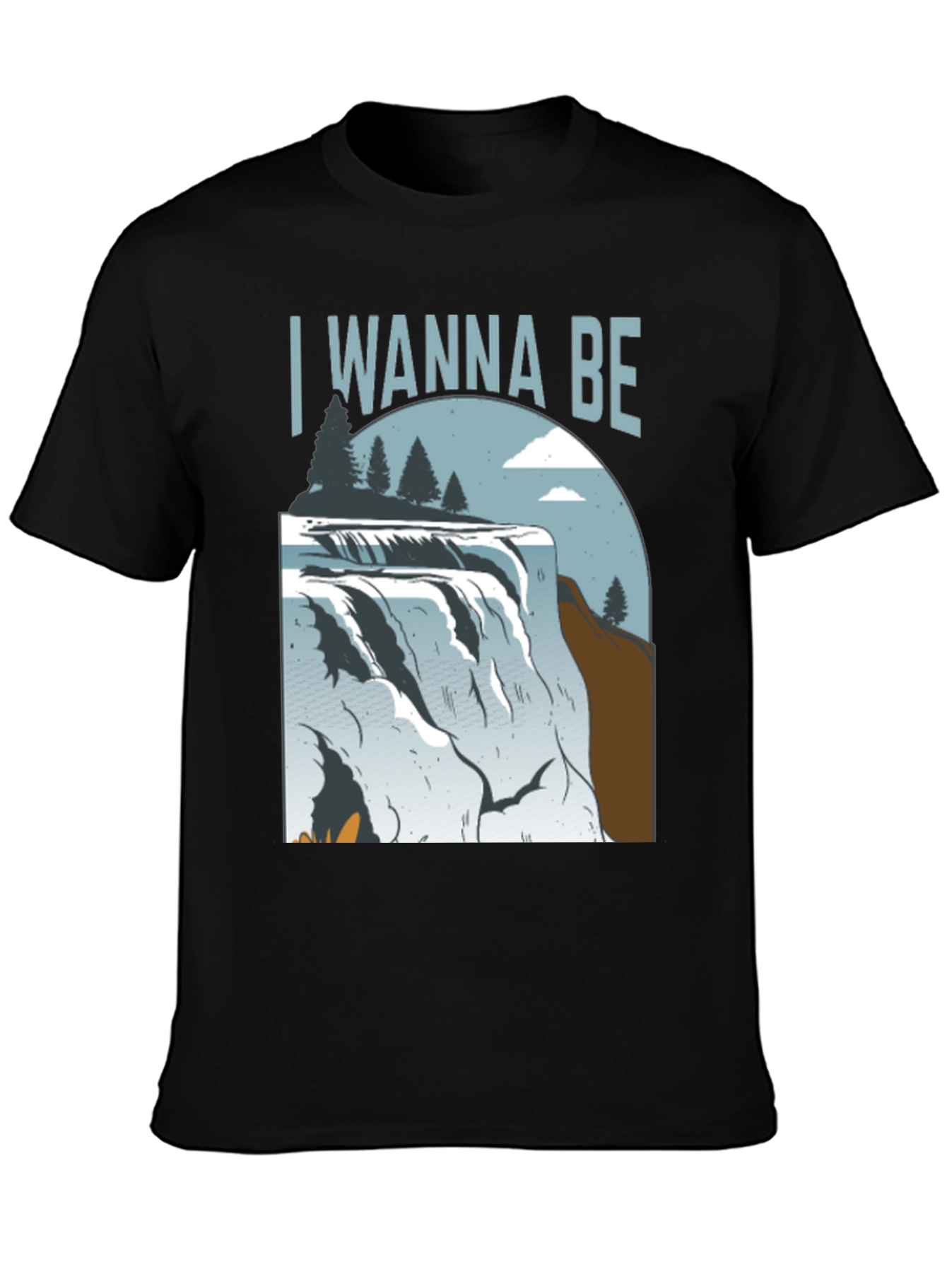 Black Wanna Be Waterfall Graphic Tee - Nature Lover's Shirt view 3