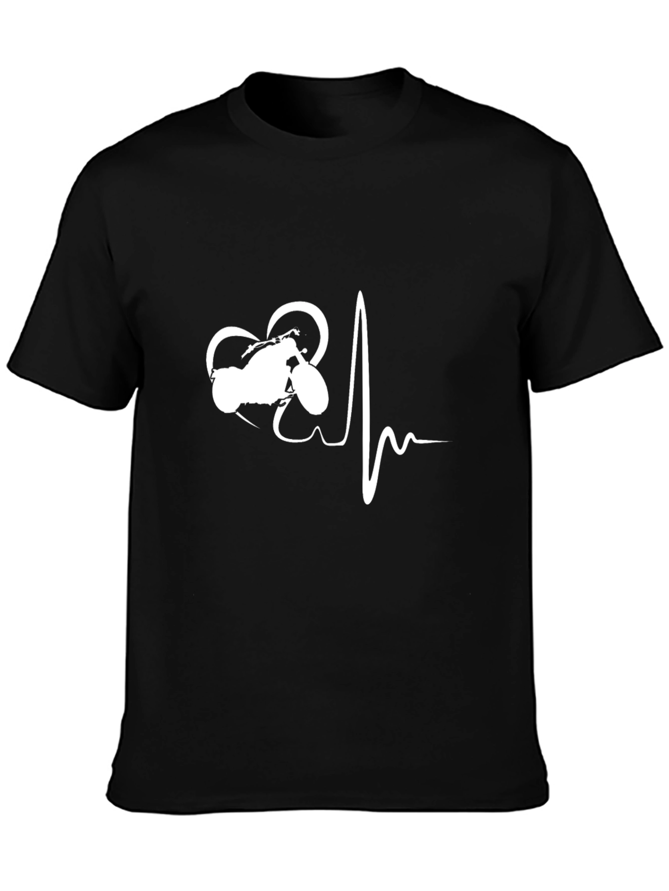 Black Motorcycle Heartbeat Graphic T-Shirt view 3