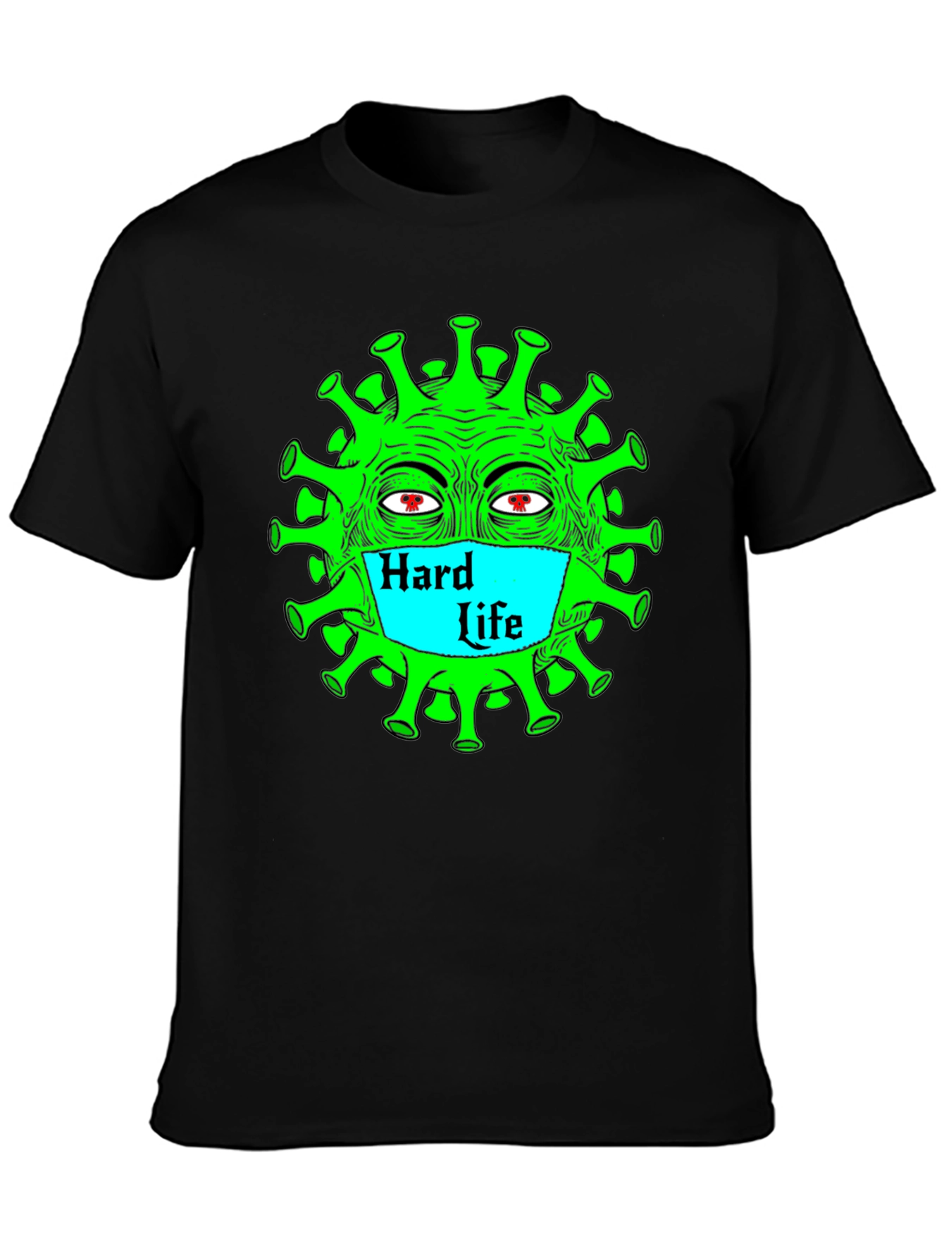 Black Hard Life Graphic Tee - Funny Corona Virus T-Shirt view 3