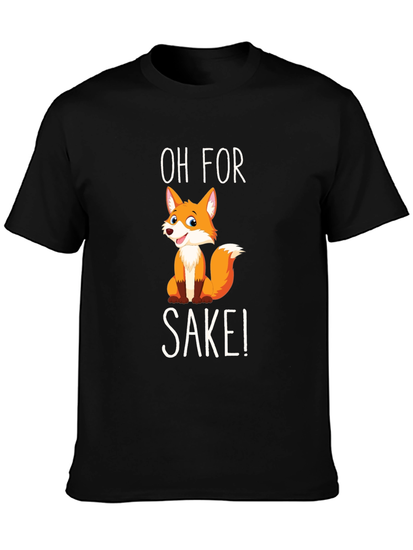 Black Funny Fox Graphic T-Shirt - Oh For Fox Sake! view 3