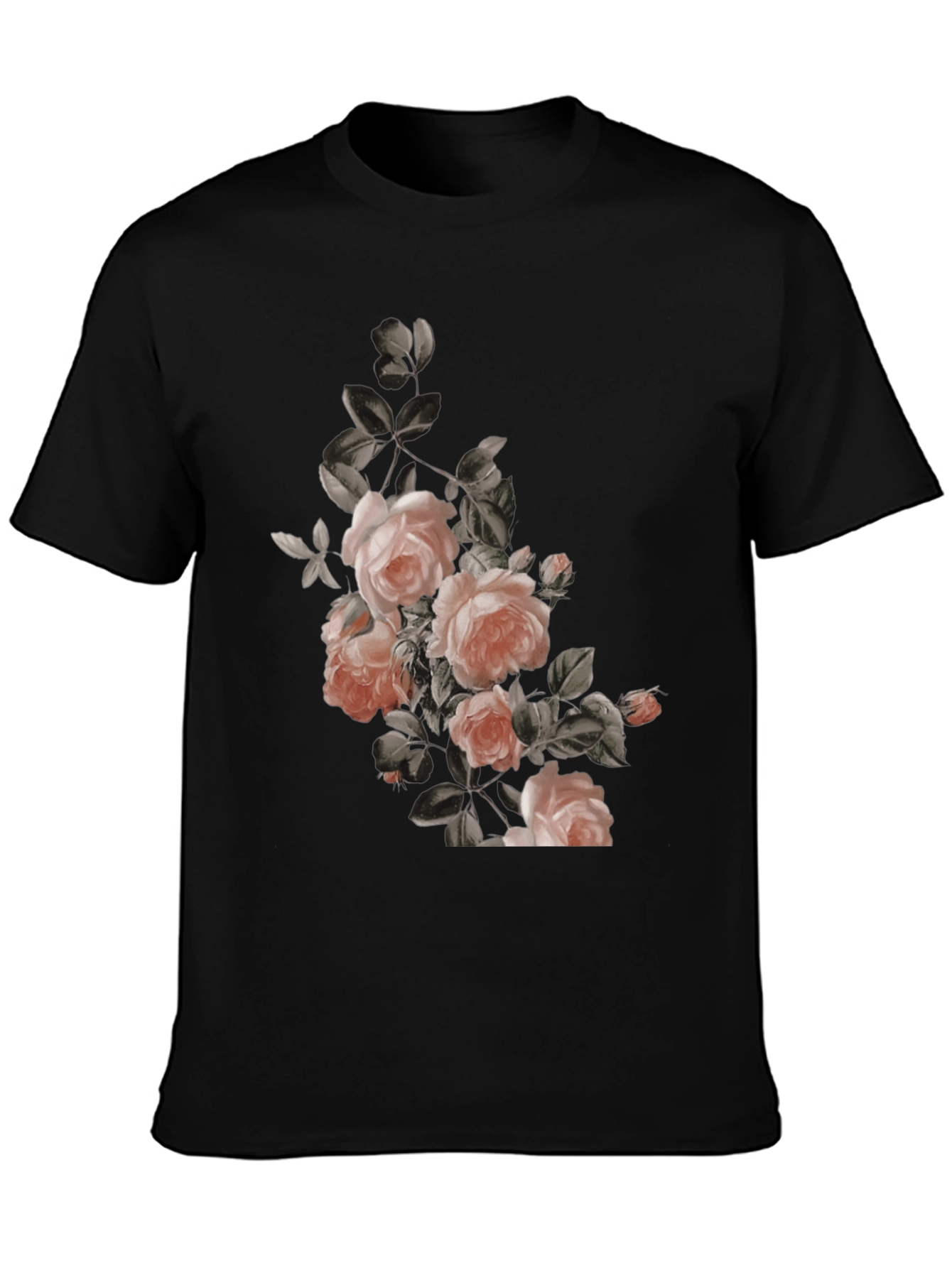 Black Floral Graphic Print Black T-Shirt view 3