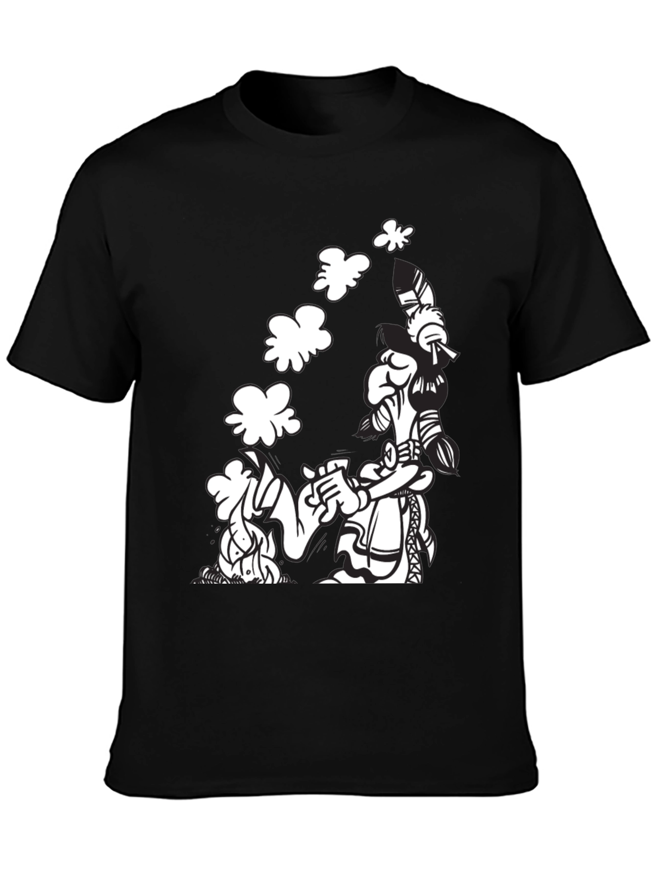 Black Black T-Shirt with Cartoon Graphic view 3