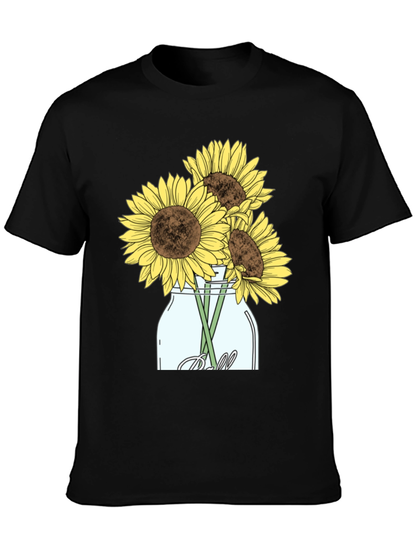 Black Sunflower Mason Jar Graphic Tee - Black view 3